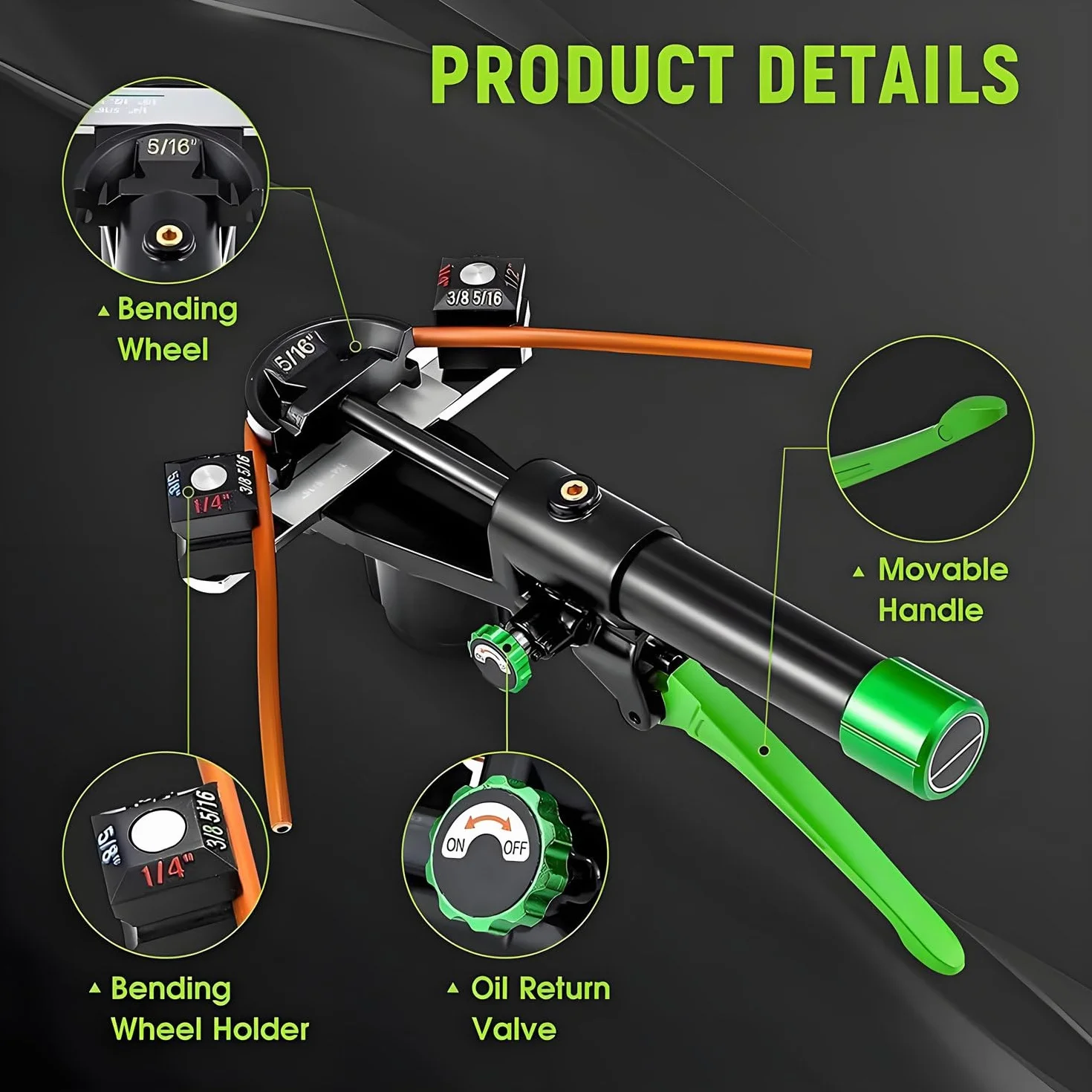 Zestaw Narzędzi Do Ręcznej Hydraulicznej Giętarki Do Rur Miedzianych Hvac Ratchet Z 7 Matrycami 1/4"-7/8" Giętarka Do Rur Miedzianych Giętarka Do Żeliwa Sferoidalnego