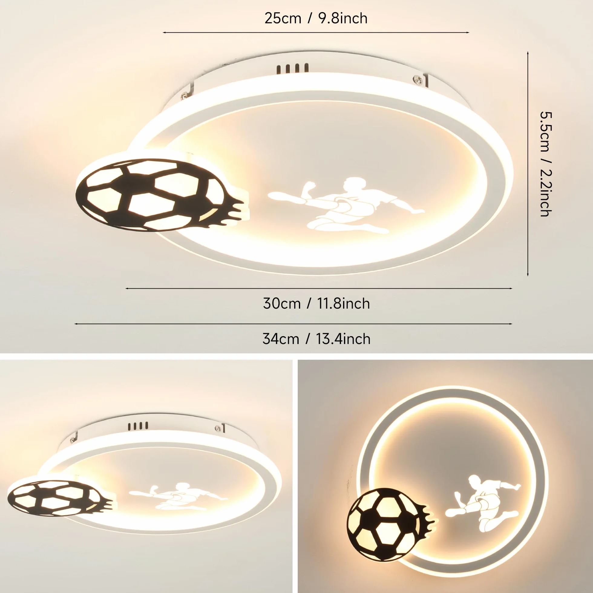 EASY EAGLE Lampa sufitowa LED, ściemniana, lampa sufitowa z pilotem zdalnego sterowania, do salonu, pokoju dziecięcego, sypialni, 34 cm, 3000~6000 K