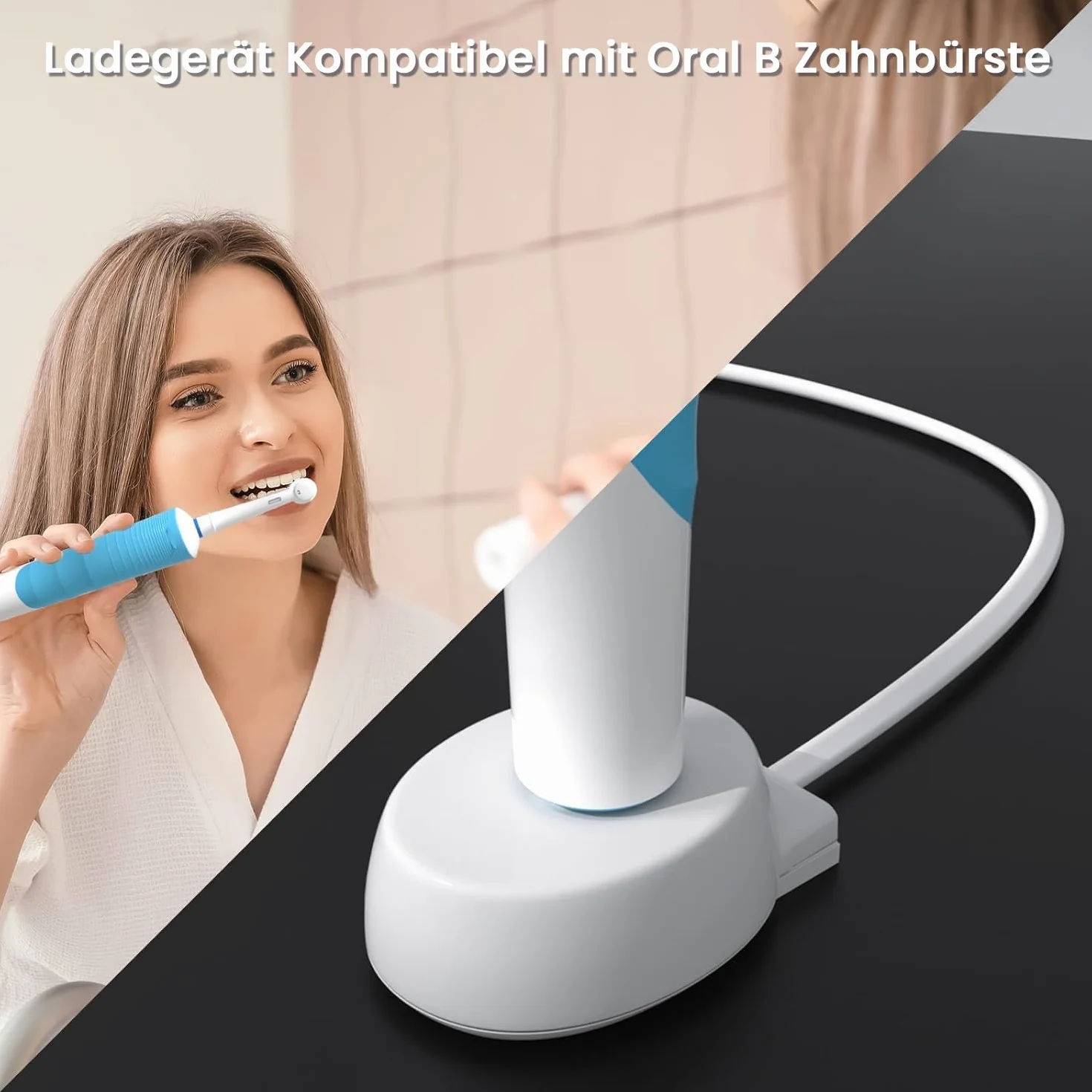 Ładowarka zamienna do Braun Oral-B elektryczna szczoteczka do zębów 3757, stacja ładująca do Oral B Toothbrush Genius Pro Smart, przenośna ładowarka, IP67, wodoszczelny kabel do ładowania, USB