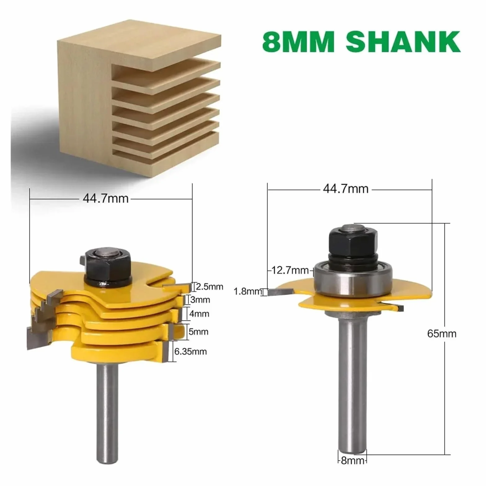 2 sztuk/zestaw 8MM 12MM frez trzpieniowy rzeźba w drewnie 6 sztuk gniazdo 3 skrzydłowy zestaw bitów routera dłuto do obróbki drewna narzędzie(8MM Shank)