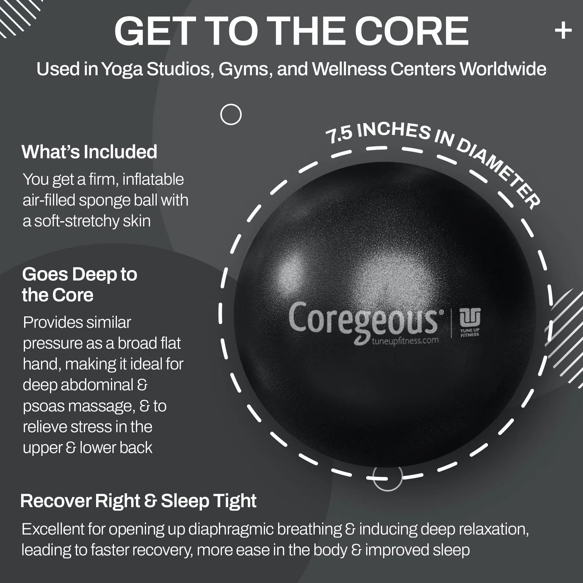 Tune Up Fitness Coregeous Ball Piłka rdzeniowa do uwalniania psoas brzucha i dolnej części pleców