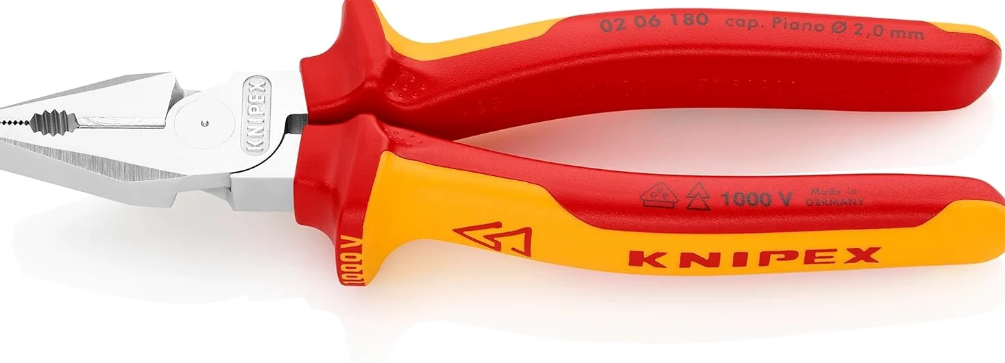 KNIPEX Szczypce uniwersalne o zwiększonym przełożeniu w opakowaniu z zawieszką chromowany z wielokomponentowymi osłonkami, izolowane wg, 02 06 180 SB