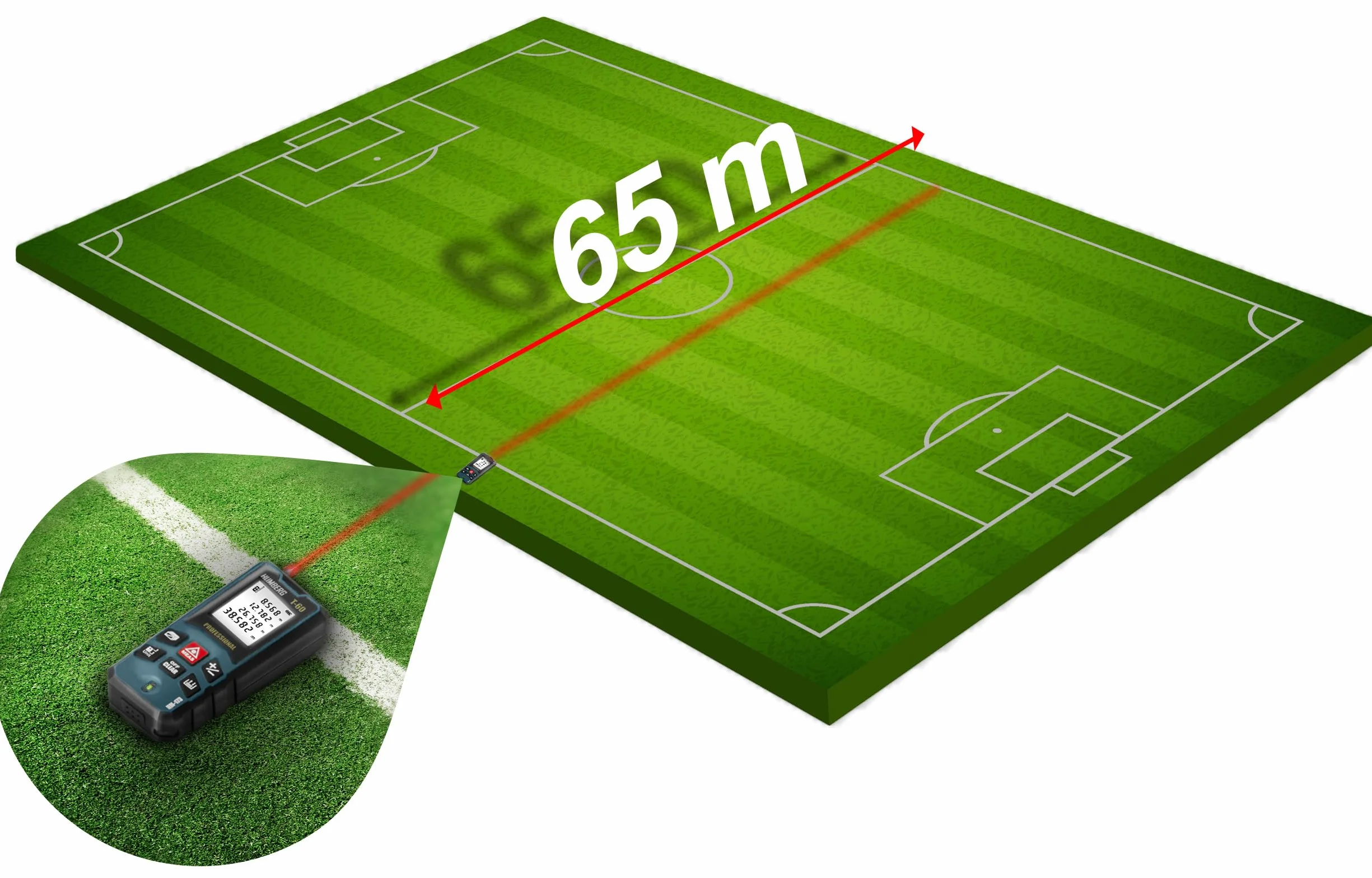 Humberg Dalmierz Laserowy - Miernik Cyfrowy - Zakres Pomiaru 0,05-60 m - Wbudowana Poziomica - Funkcja Pitagorasa - Granatowo-czarny