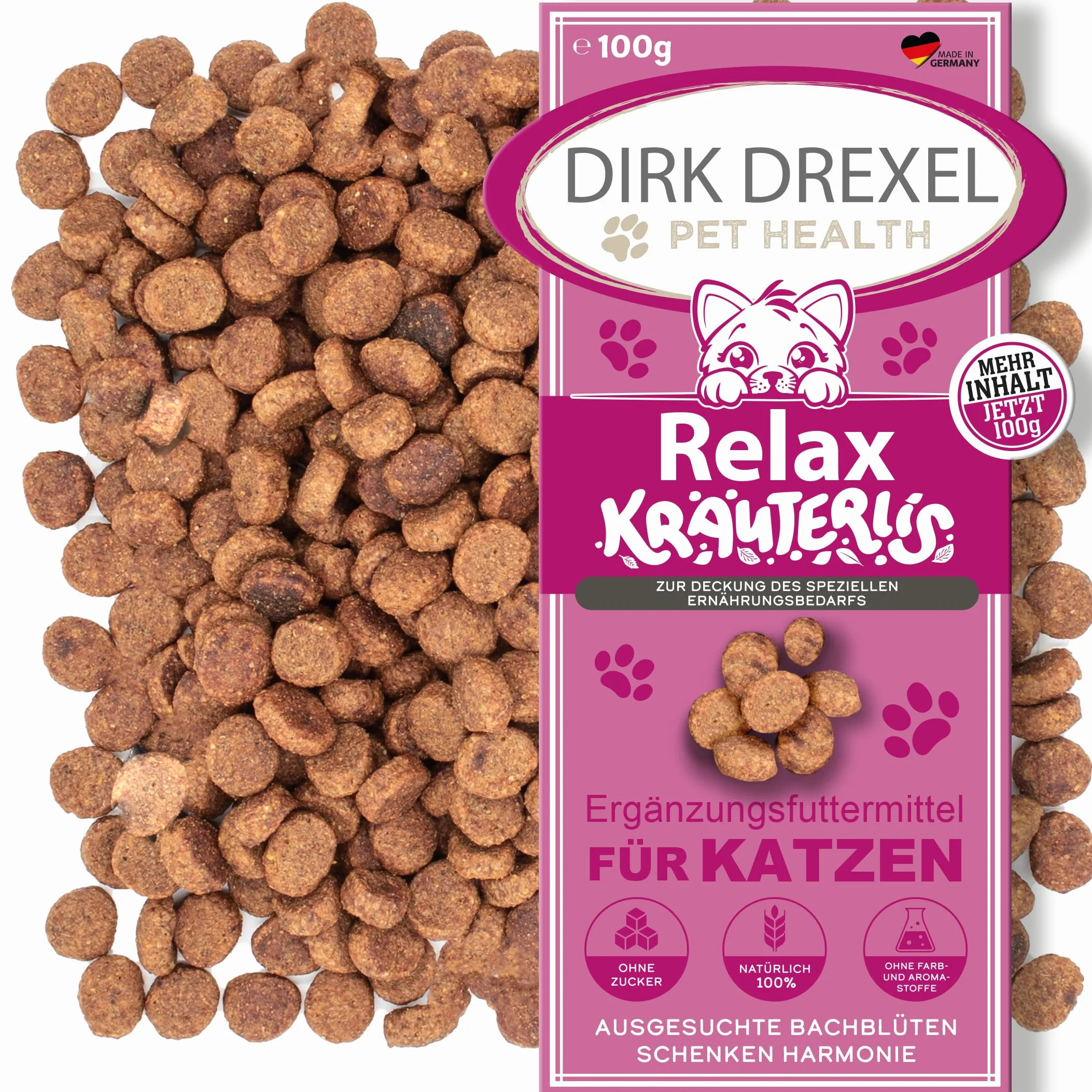 Relax zioła dla kotów, 78 g, strach i stres, z kwiatami Bacha, wewnętrzny spokój, harmonizacja