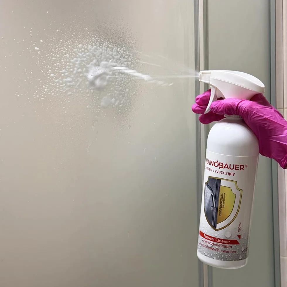 2x Supermocny i skuteczny środek czyszczący do kabin prysznicowych | NANOBAUER Shower Cleaner | Środek czyszczący do kabin prysznicowych do usuwania kamienia | Pojemność 750ml