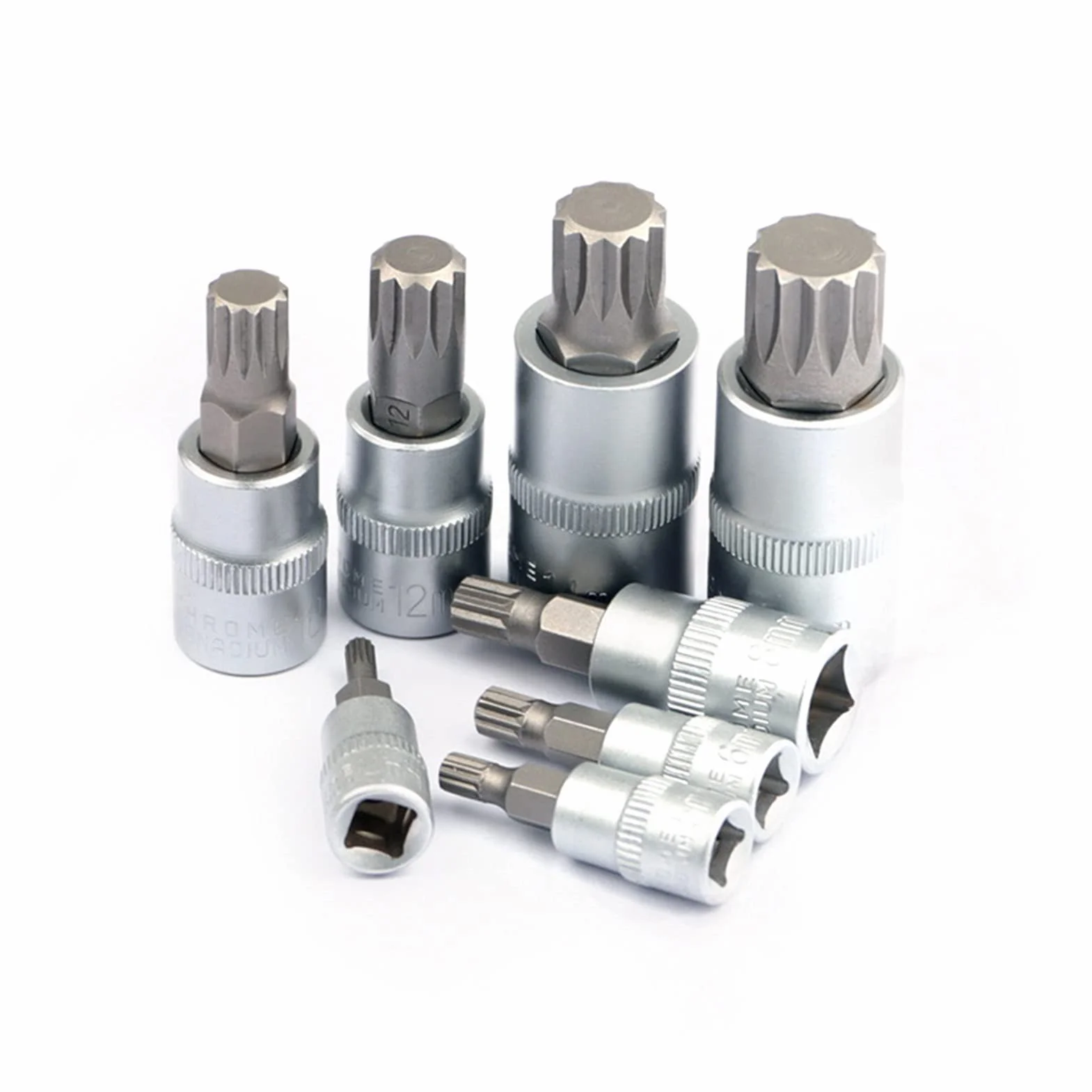 8 szt. 1/4" 3/8" 1/2" Zestaw nasadek Torx, adapter imbusowy, bity wielowypustowe, głowica uniwersalna do klucza dynamometrycznego, grzechotka, klucz nasadowy, uchwyt wiertarski