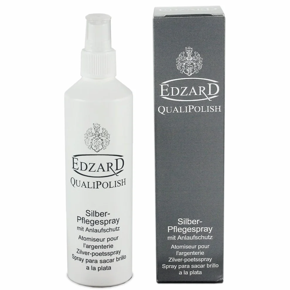 EDZARD QualiPolish® srebrny spray pielęgnacyjny (250 ml) środek do czyszczenia biżuterii, monet, sztućców z mosiądzu, srebra, złota – spray czyszczący, spray do czyszczenia srebra, politura do