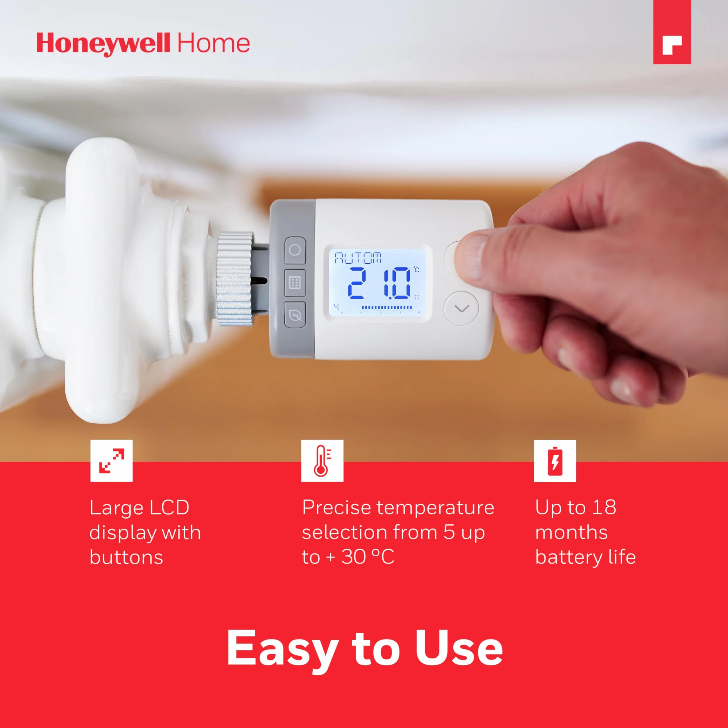 Honeywell Home Inteligentna i programowalna głowica grzejnika elektronicznego, zestaw 2 szt