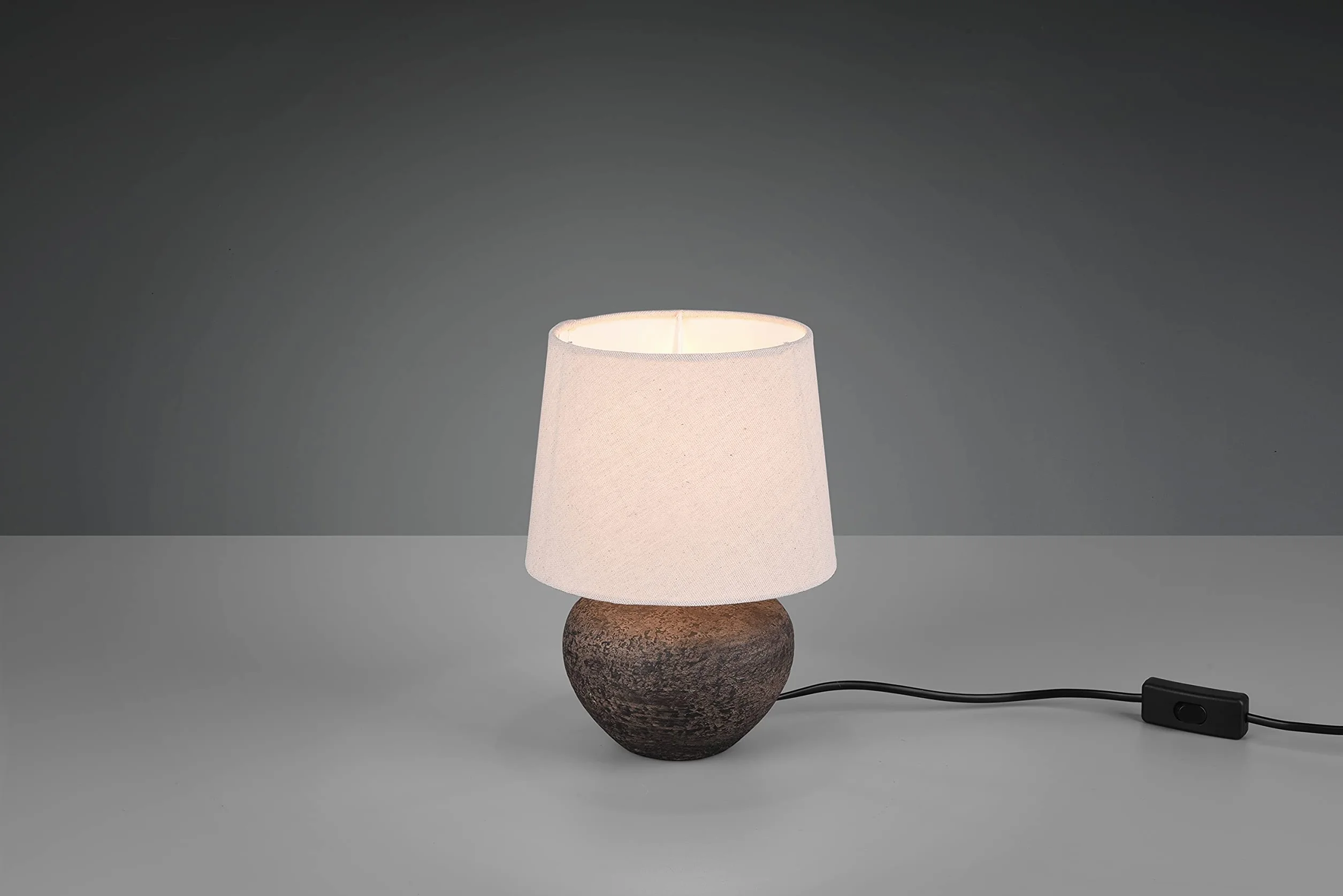 Reality Leuchten Lampa stołowa Lou R50961844, brązowy ceramiczny, abażur materiałowy, beżowy, bez 1 x E14, wysokość 25 cm