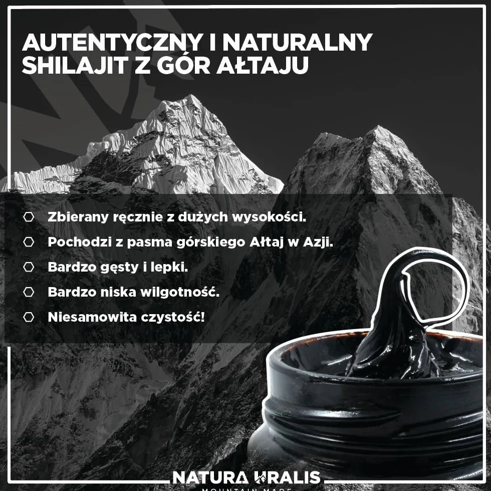 Natura Uralis Altai Shilajit Organiczna Żywica Mineralna Czarny 100g