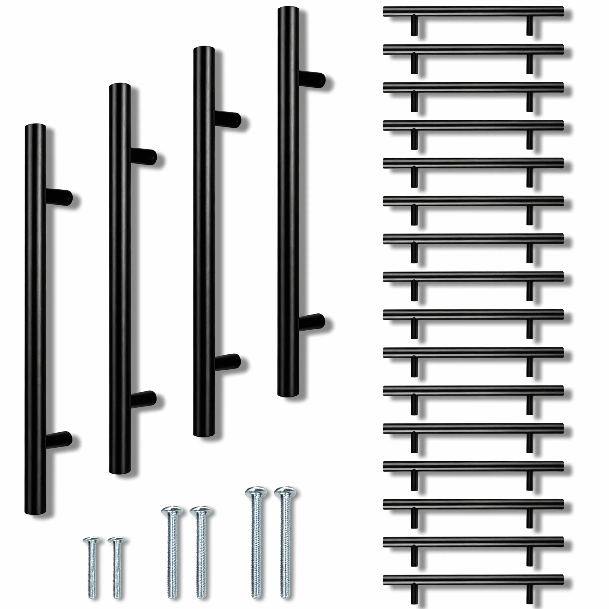 Aitodos® 20 szt Uchwytów Meblowych Czarny Mat 128 mm – Stal Nierdzewna – Uchwyty do Kuchni, Szafek i Szuflad z Śrubami