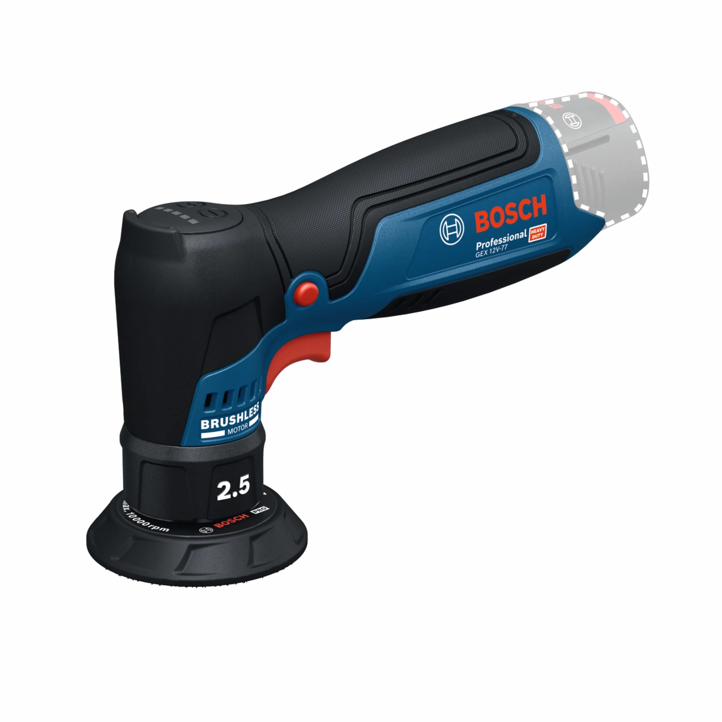 Bosch PRO 12V System Akumulatorowa szlifierka mimośrodowa GEX 12V-77 (talerz oporowy 77 mm z mocowaniem na rzepy, klucz)