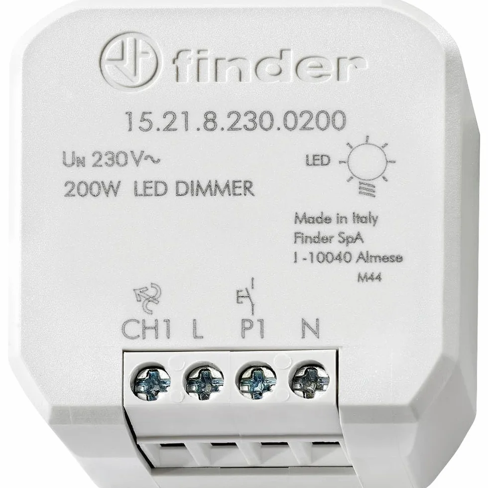 Finder 15.21.8.230.0200 ściemniacz podtynkowy odpowiedni do źródeł światła: lampa LED jasnoszara