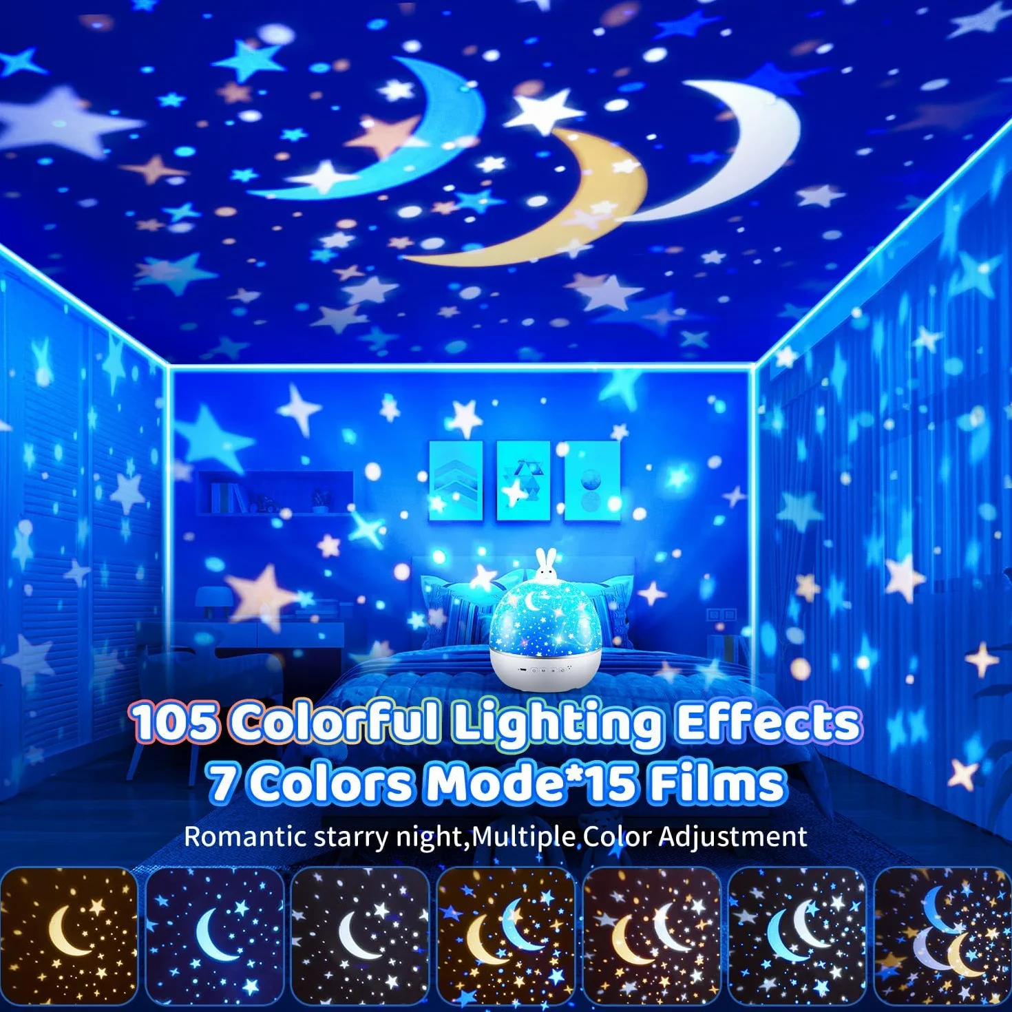 Lampka nocna projektor gwiaździstego nieba dla dzieci z Bluetooth 15 filmów