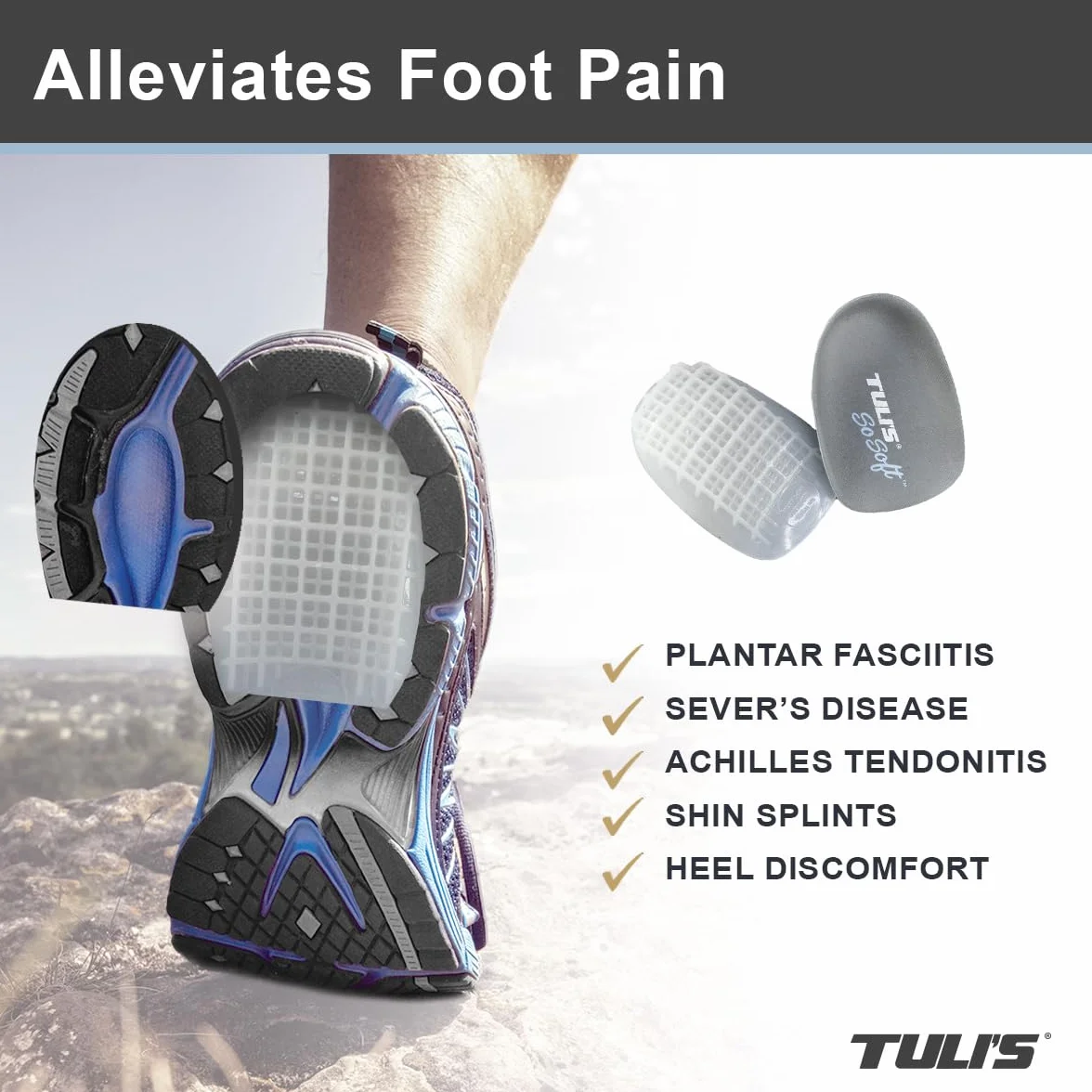 Tuli's So Soft Heavy Duty Żelowe obcasy Ulga zapalenie powięzi podeszwy choroba Sever ból pięty 1 para rozmiar Średni