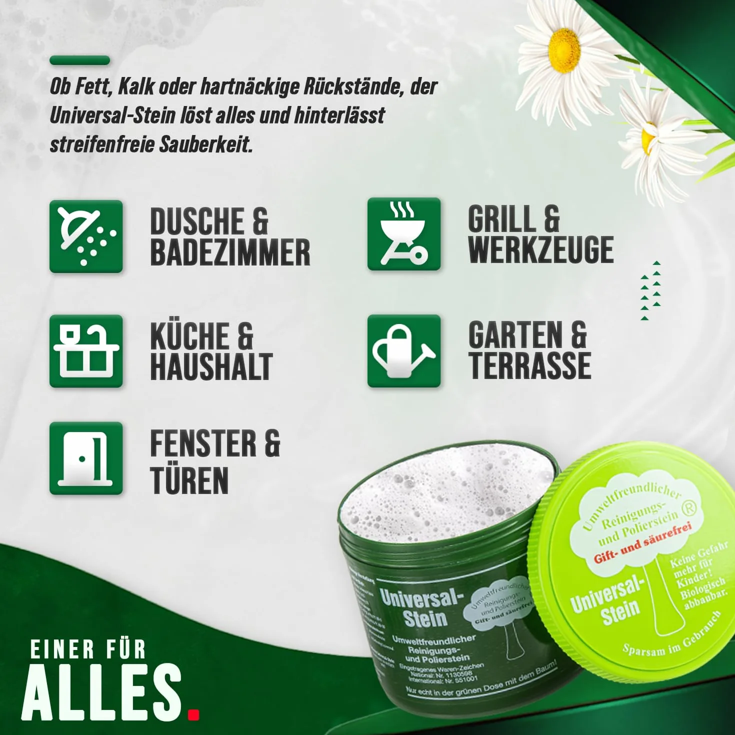 Zielinsky uniwersalny kamień, zielony kamień, biały kamień, kamień do czyszczenia, puszka do czyszczenia, 1 sztuka (1 x 900 g)
