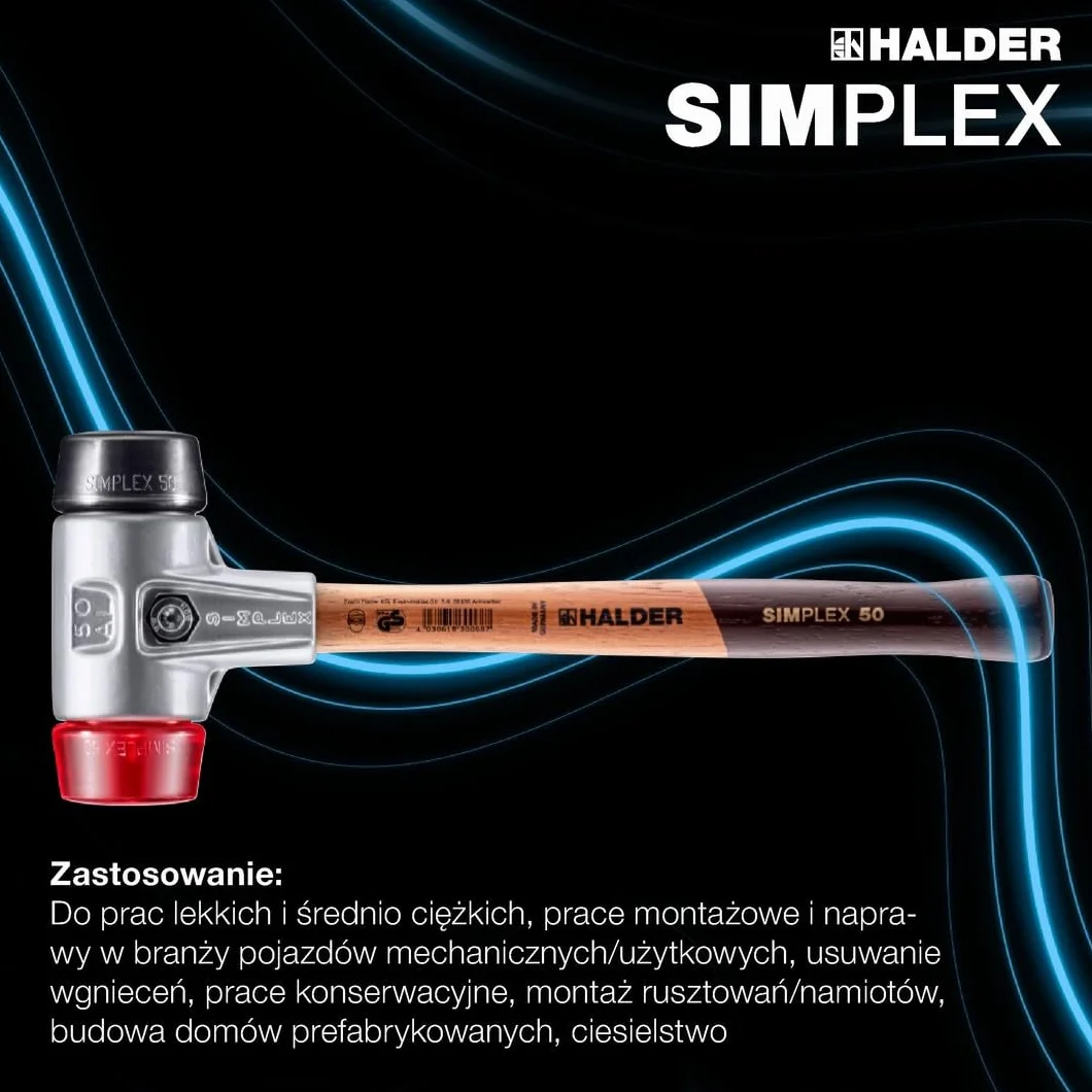 Halder 3126060" guma Simplex/plastikowy młot do twarzy, wielokolorowy, 60 mm