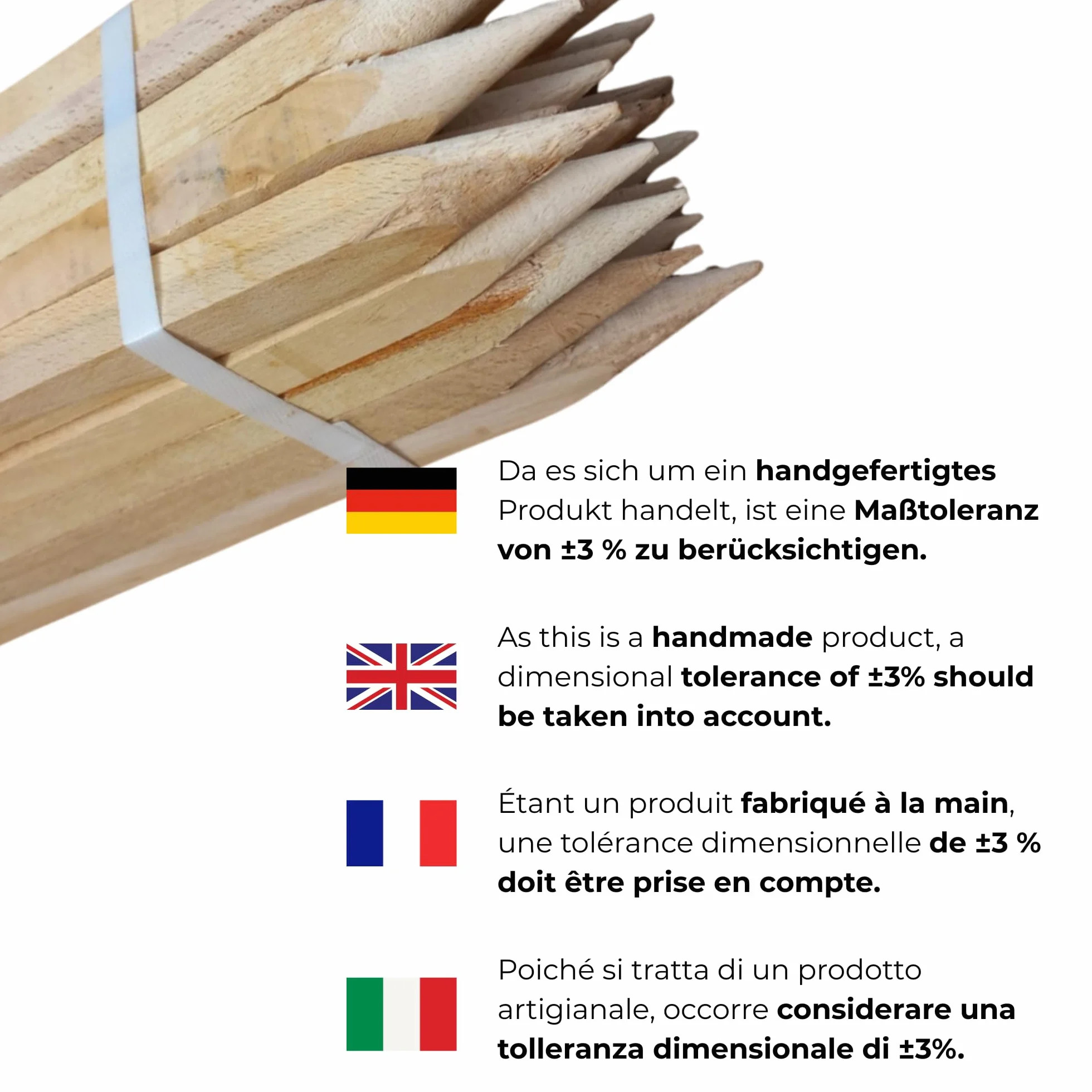 Paliki Do Pomidorów Bukowe 2,5 × 2,5 × 100 cm Zestaw 50 Sztuk Drewniane Do Ogrodu