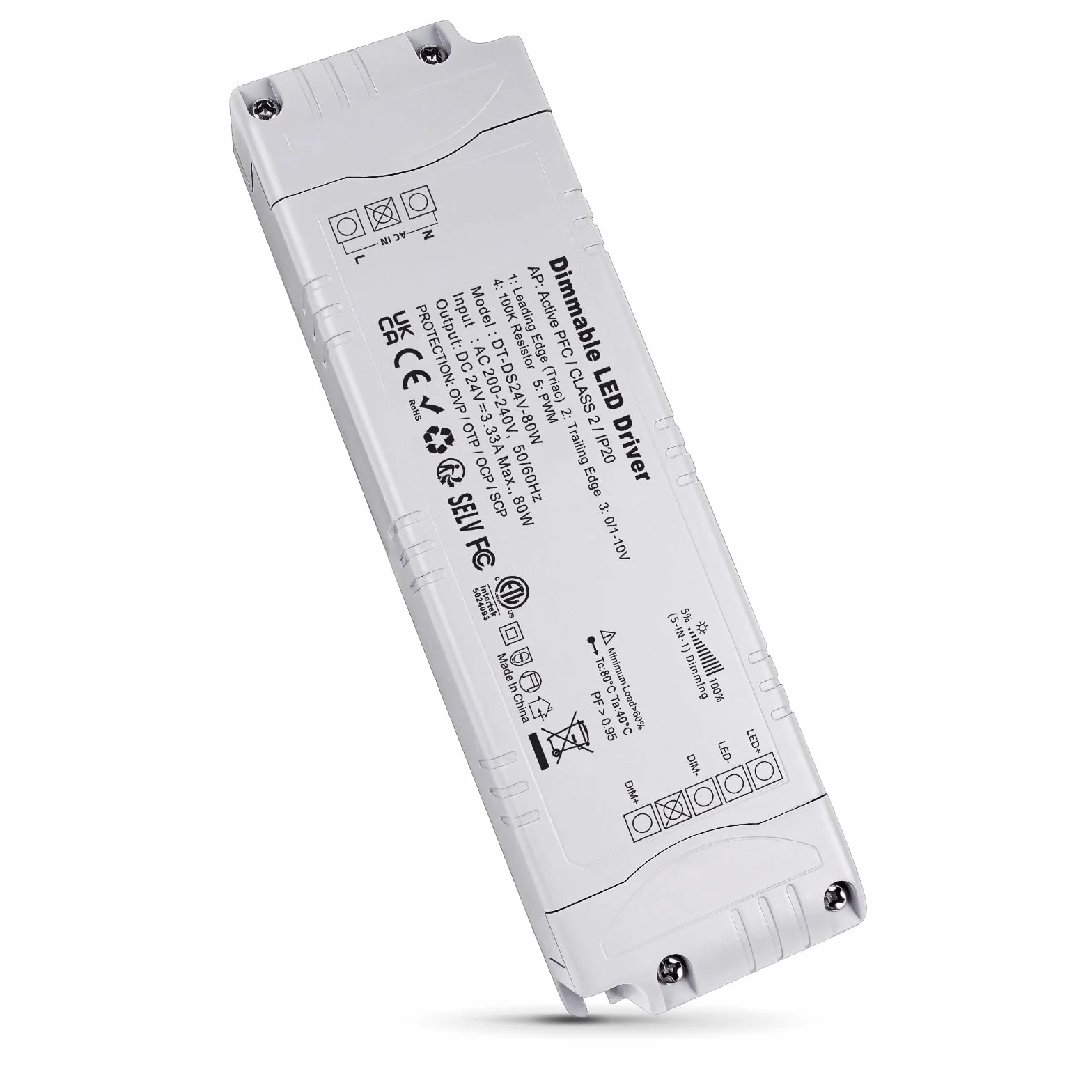 REYLAX Transformator LED 24V 80W 3,33A 0-10V 1-10V PWM ściemnialny