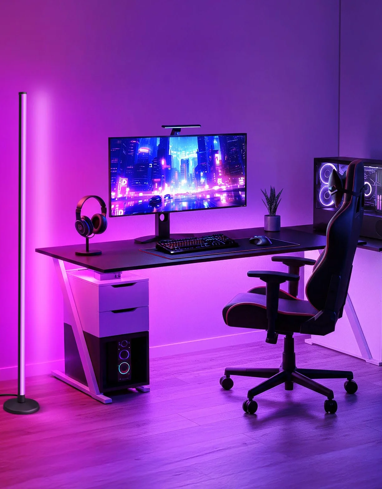 OUTON RGBICW lampa stojąca LED, 2 sztuki, ściemniana | lampa stojąca z pilotem zdalnego sterowania, sterowanie aplikacją, synchronizacja muzyki, lampa stojąca do salonu, do gier