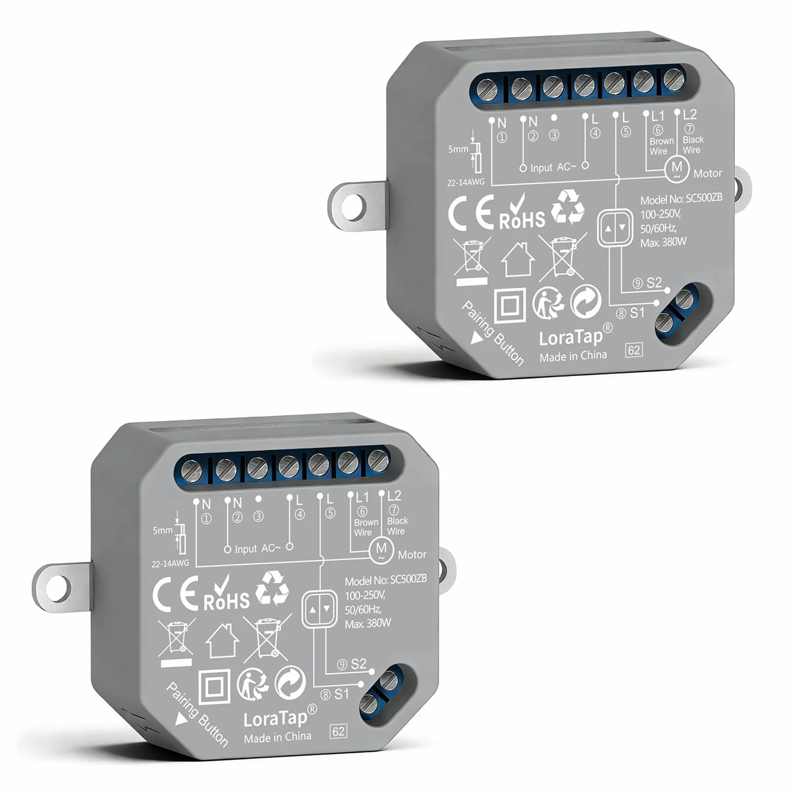 LoraTap ZigBee przełącznik do rolet – sterowanie Smart Home do rolet, żaluzje 380 W, Alexa kompatybilny z hubem