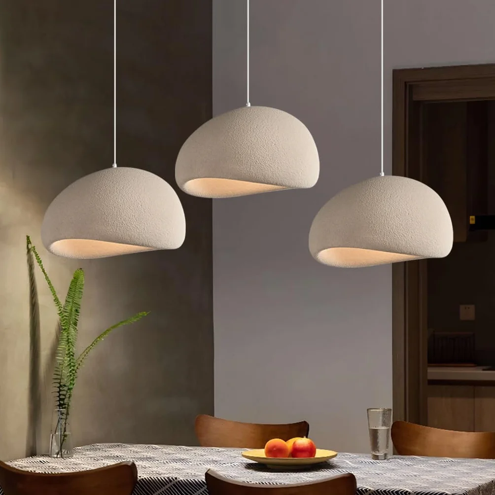YUPIN Nowoczesna Lampa Powieszna Kremem Ręcznie Restauracja Wiszące Lampy Wabi-sabi Brązowa Światło Wiszące E27 Regulowany Żyrandol Dekoracyjny Salonu Sypialnia Światło Sufitowe 3 Głowy(A Blaiken Brow