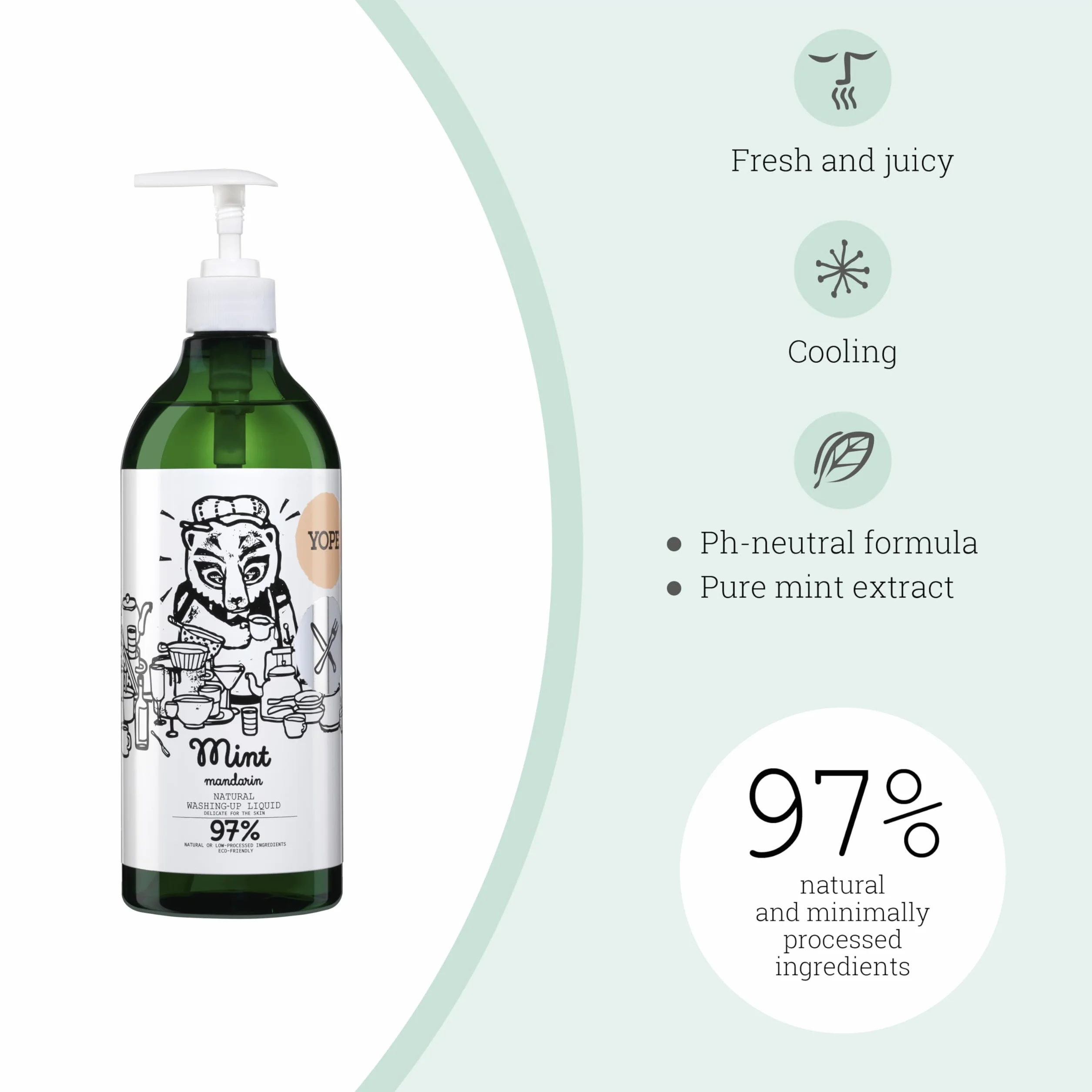 YOPE Naturalny płyn do mycia naczyń Mięta i mandarynka 750 ml
