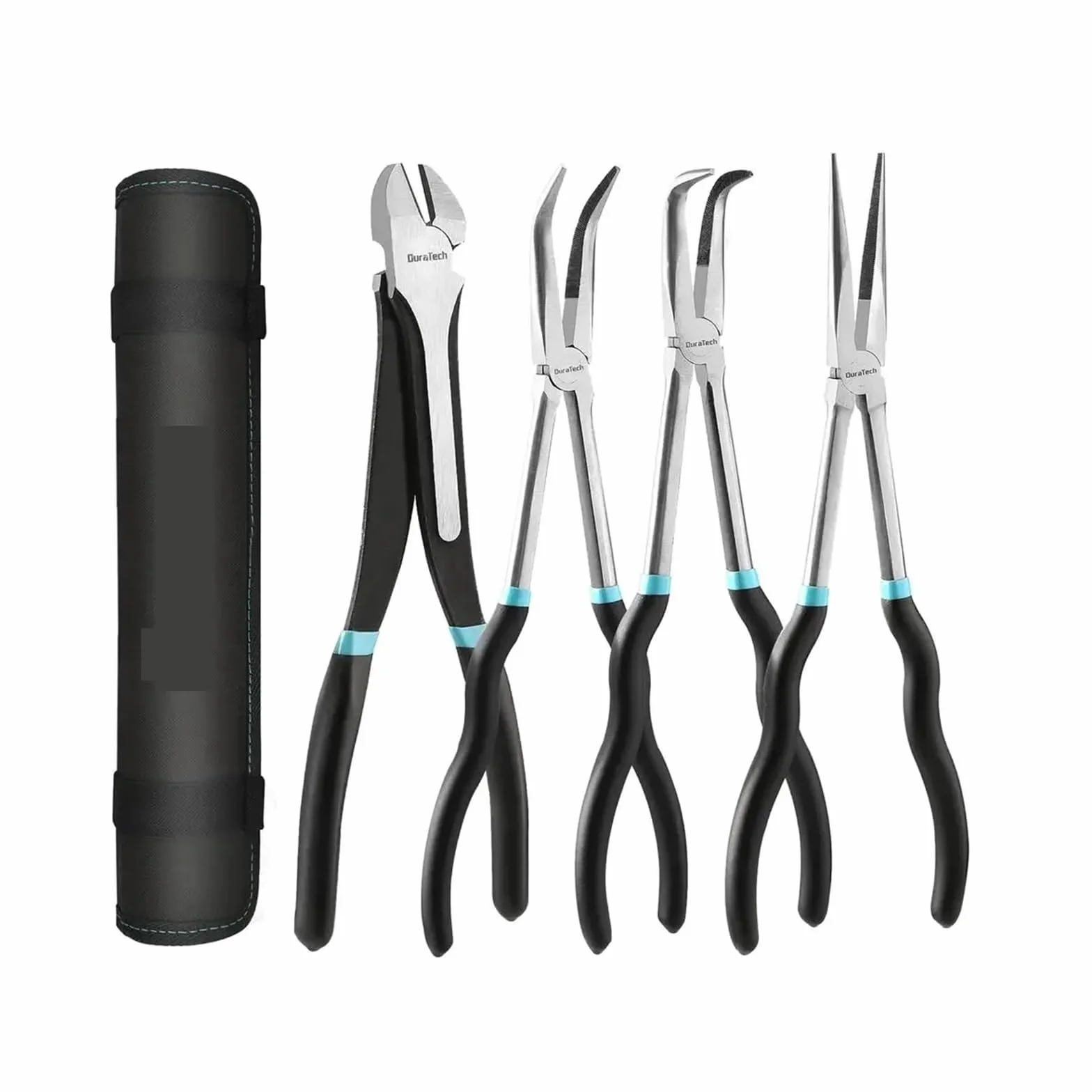 Zest szczypiec igłowych 11" Extra Long, stal CRV, zest narzędzi mechanicznych najwyższej jakości, proste 90°, 45°, zest szczypiec skośnych z wygiętymi końcami nadaje się do zastosowań motoryzacyjnych,