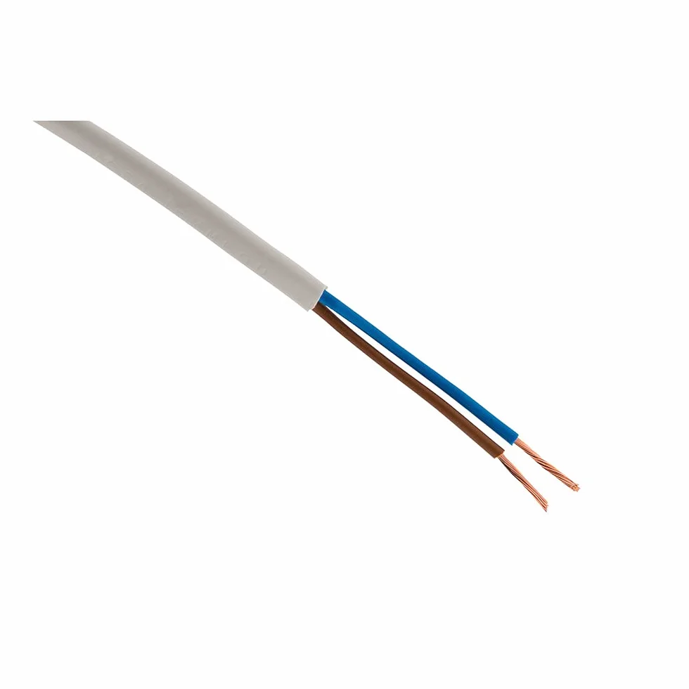 Zenitech - Kabel Zasilający H03VVH2-F 2x0,75 mm² - Biały - 5m - Płaska Struktura - Jakościowa Izolacja PVC - Do Użytku Wewnętrznego - Idealny do Lekkich Urządzeń i Narzędzi