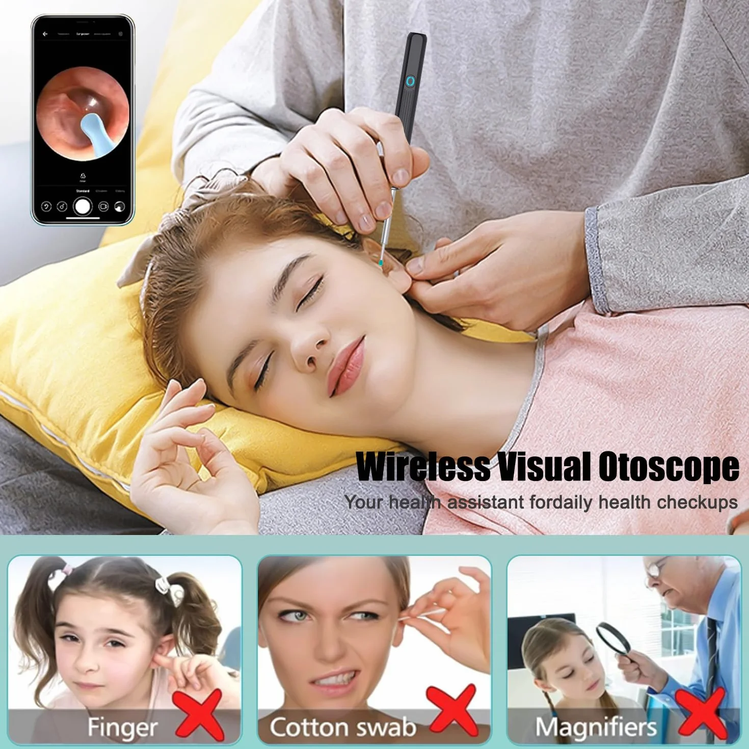 Cyfrowy otoskop WIFI do czyszczenia uszu z kamerą 1296P 3,5 mm HD wodoodporny