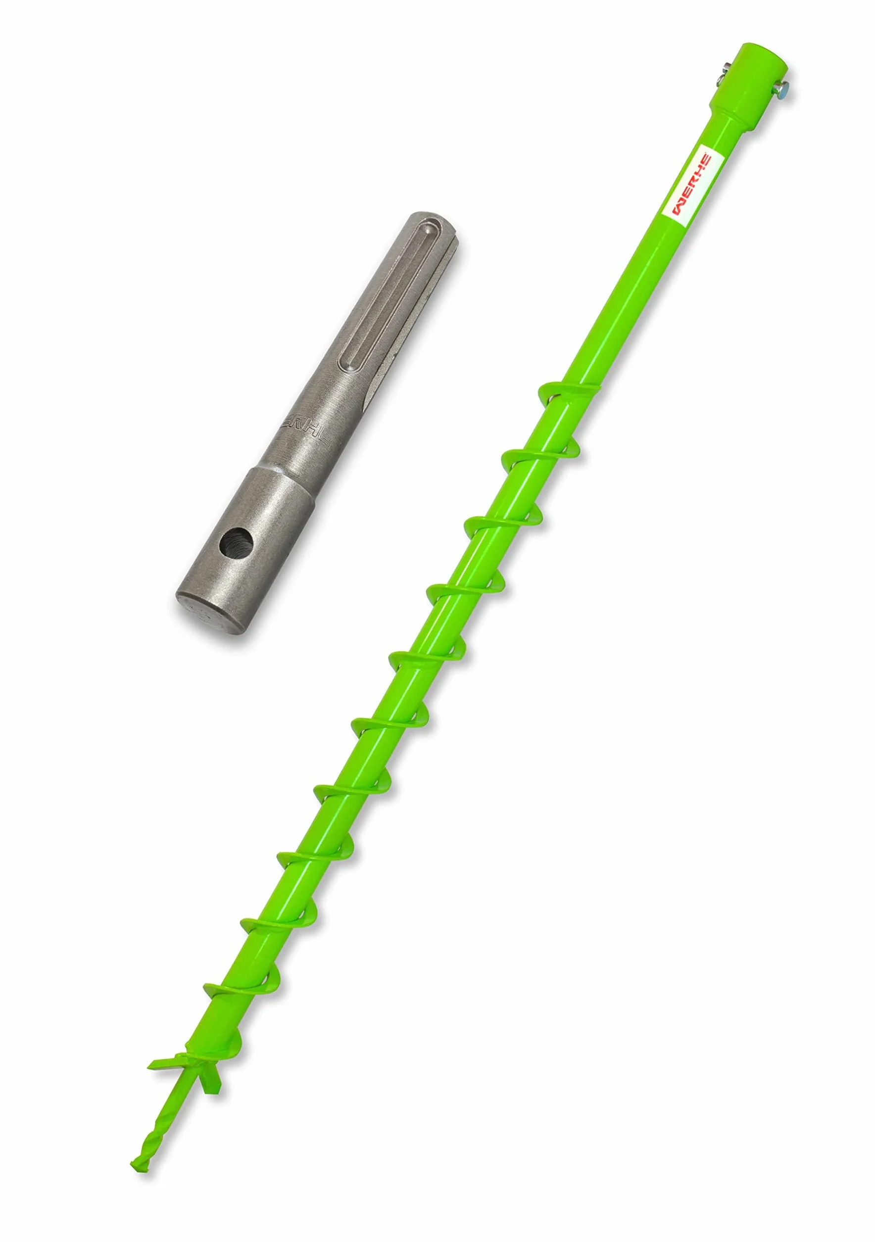 WERHE świder ziemny 40 mm lita stal, SDS Max | świder do słupków z podwójnej spirali, grot centruje wiercenie, długość całkowita 80 cm