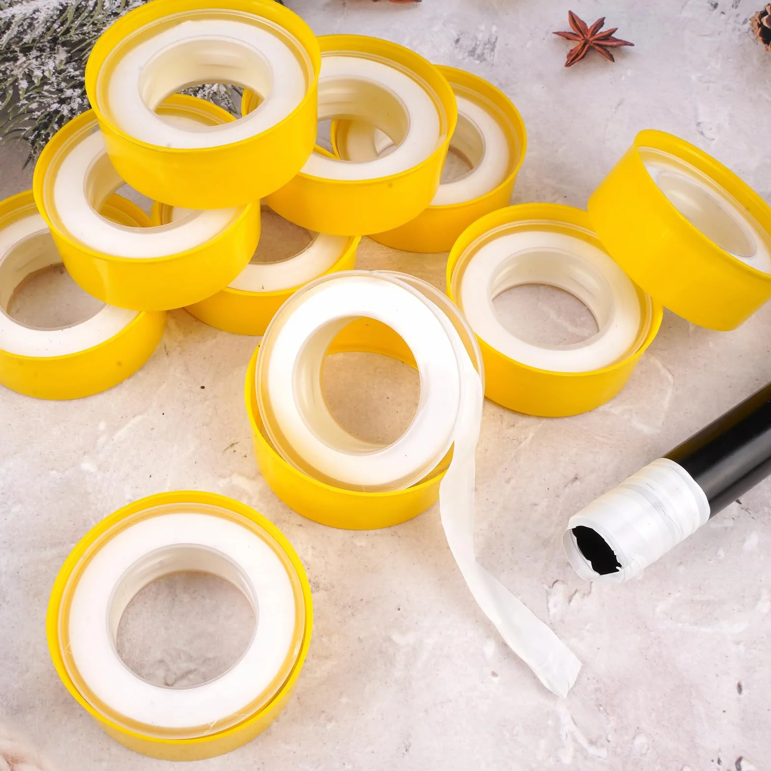 Taśma teflonowa 10 rolek taśmy uszczelniającej do gwintów 14 mm x 12 m taśma teflonowa DVGW do gazu i wody, taśma uszczelniająca PTFE, gwintowana taśma uszczelniająca, rura wodna, nić gwintowana do