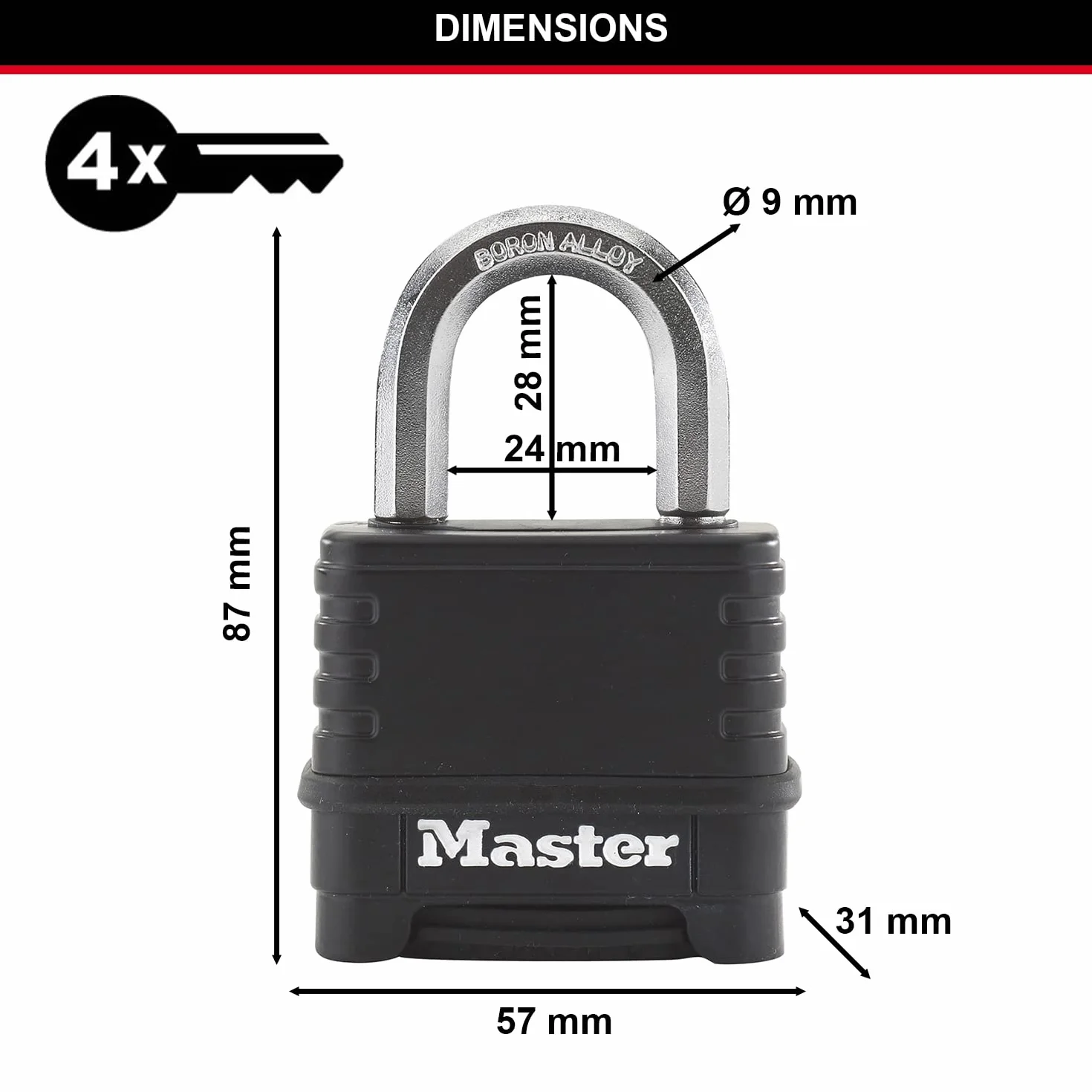 Master Lock Excell zamek szyfrowy 50 mm czarny M178EURD