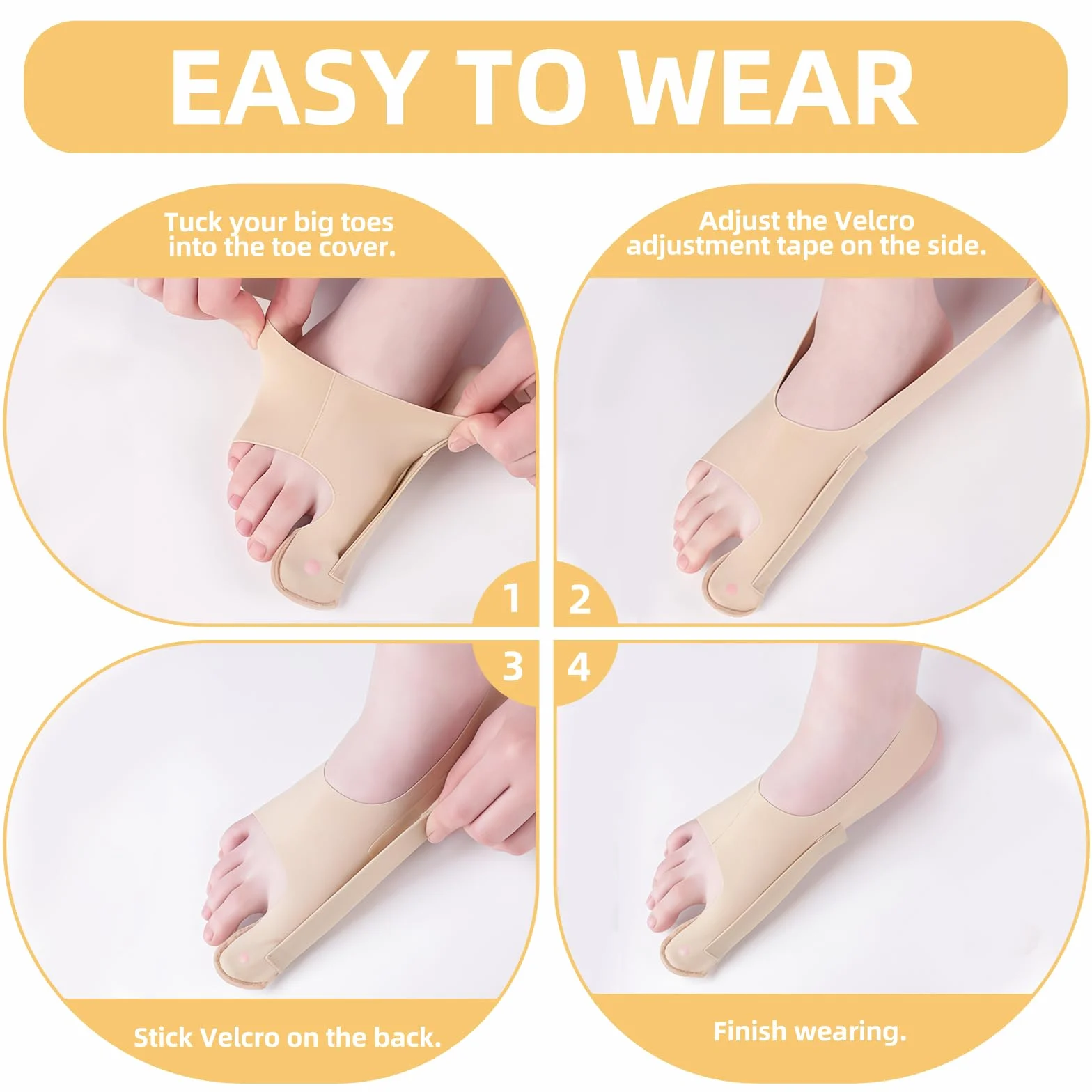 1 para ortopedycznej opaski korekcyjnej na hallux valgus, korekcja palca wielkiego, rozmiar M, Bunion Sleeve na prawą stopę, korekcja dużego palca i palca młotkowatego, regulowana opaska na stopę dla