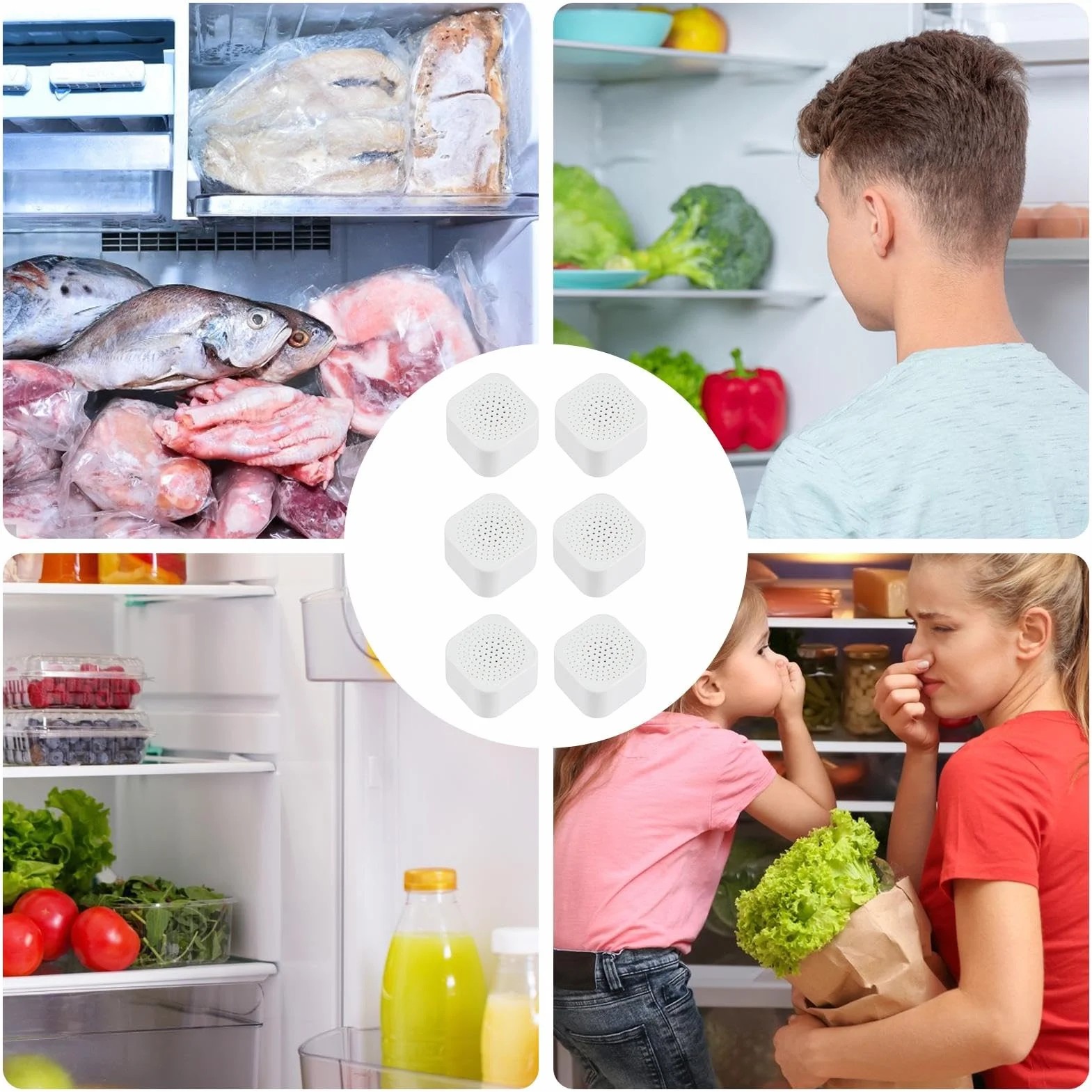 Fridge Deodorizer, Natural Stick-able Odor Remover, Kitchen Accessories, Refrigerator Device, Fridge Odor Eliminator for Air Purifying 1.45 X 0.98 Inch