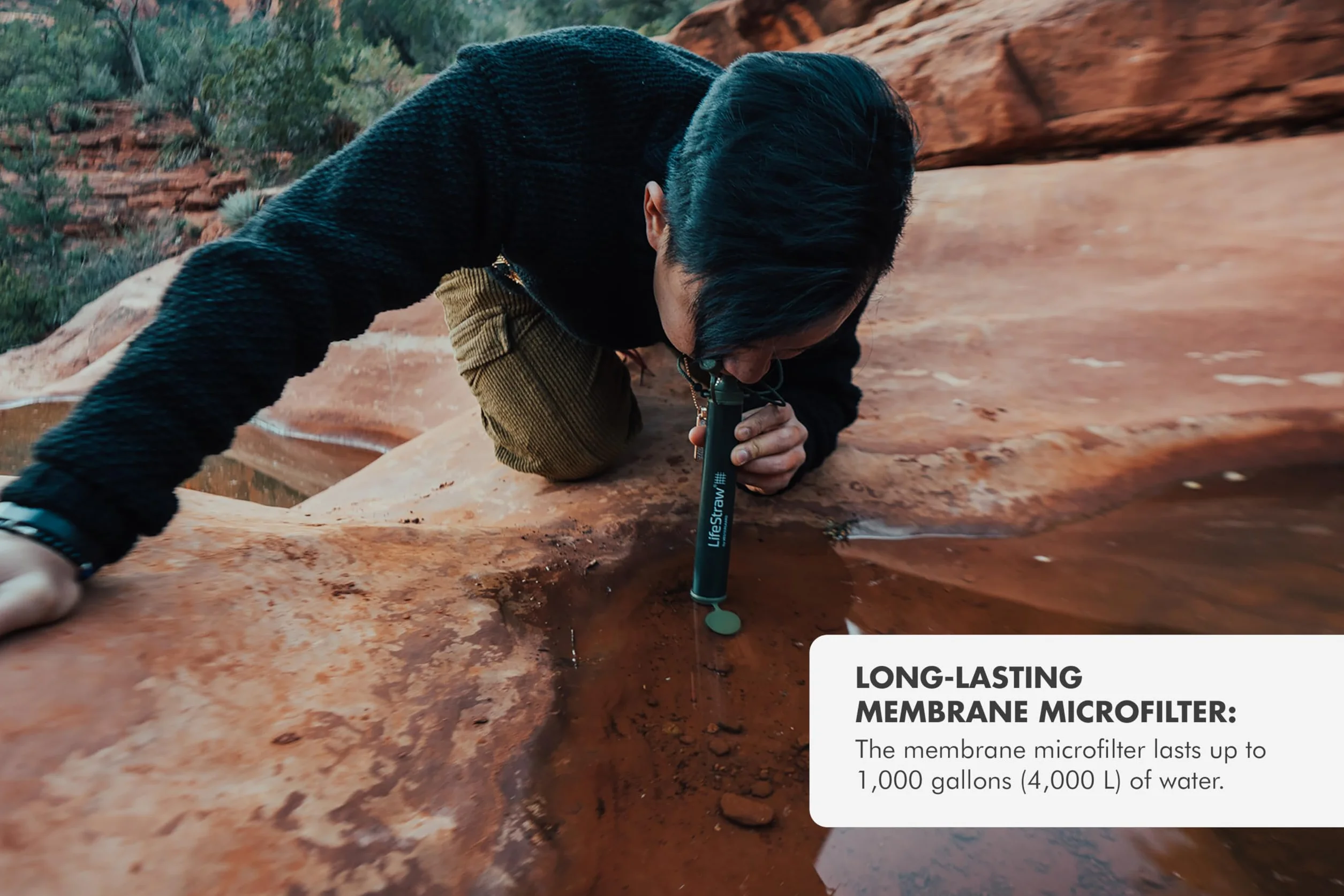 LifeStraw Osobisty filtr wody do wędrówek, biwakowania, podróży i gotowości na wypadek sytuacji awaryjnych, granatowy