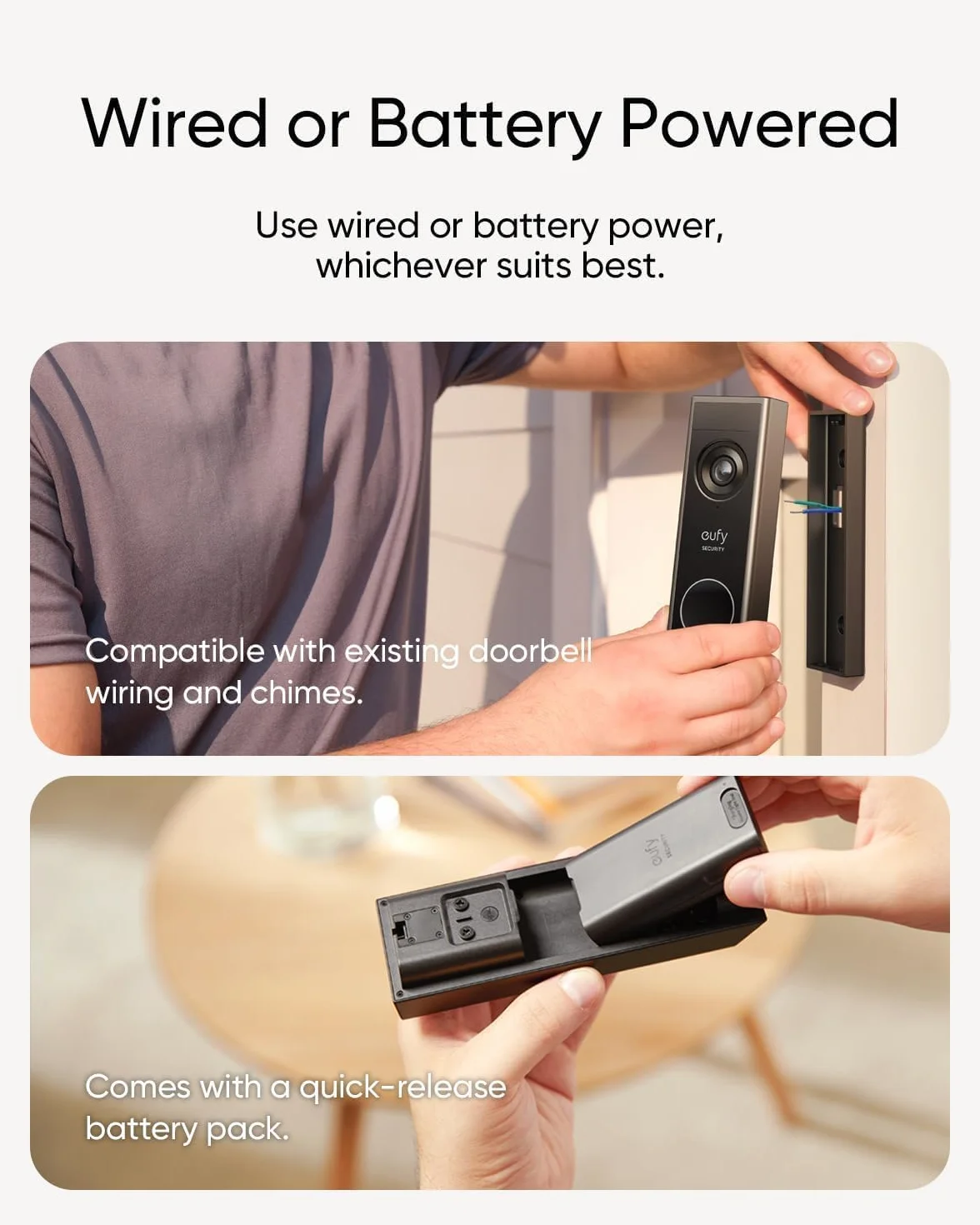eufy Security Video Doorbell E340 Podwójne kamery z osłoną dostawy, Bezprzewodowa kamera wideodomofonowa 2K Full HD, przewodowa lub zasilana bateryjnie, kolorowy noktowizor(odnowiona)
