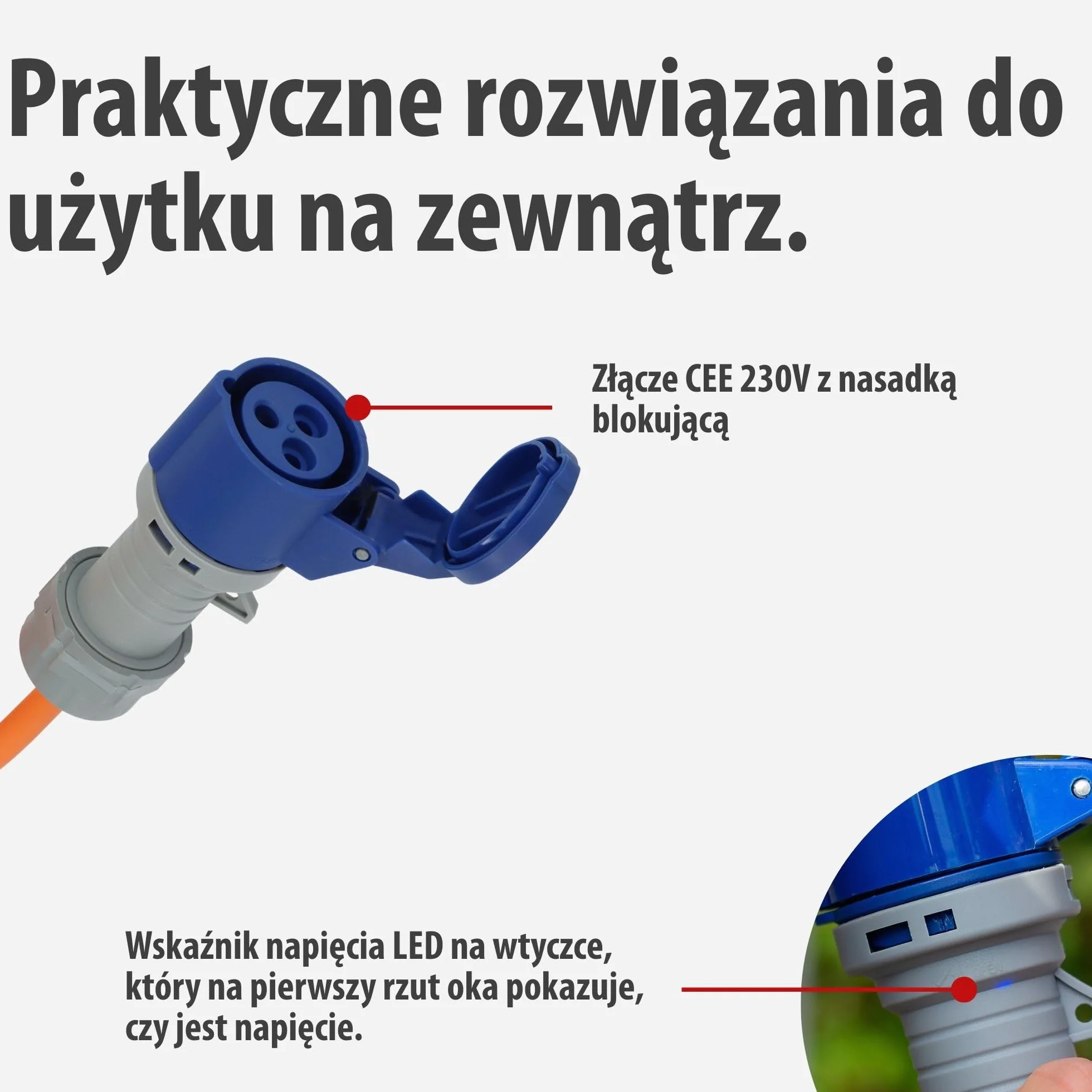 Brennenstuhl CEE 230V przedłużacz kempingowy 10m z wskaźnikiem napięcia LED (kabel H07RN-F 3G2,5, kabel zasilający do campingu do stałego użytkowania na zewnątrz IP44, Made in Germany)