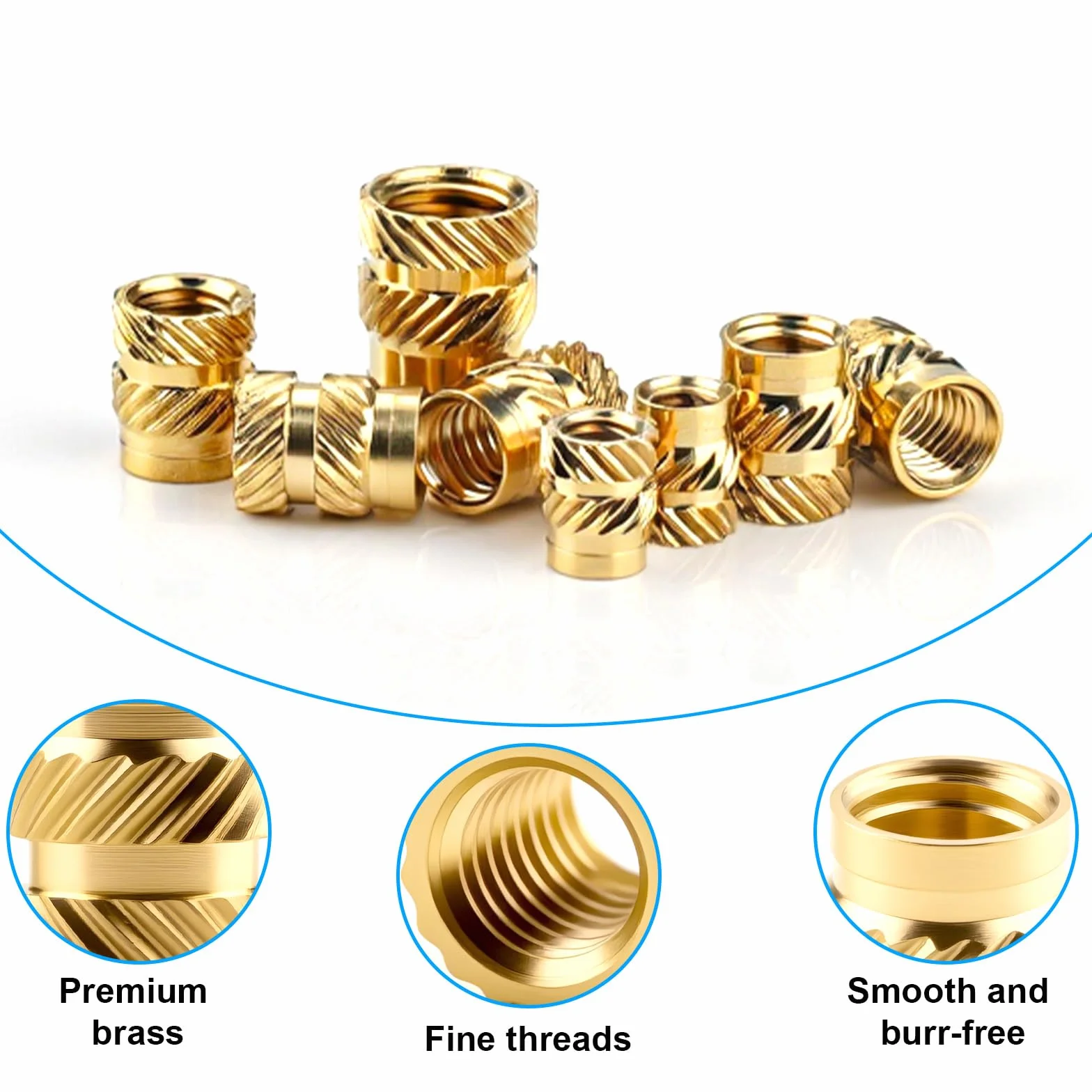 Nuts OT nuts 110 sztuk wkładek gwintowanych M3×5,7×4,6mm nakrętek mosiężnych do lutowania gwintowane wkładki do druku 3D wkładki do wciskania wkładki gwintowane do części wydrukowanych 3D części z