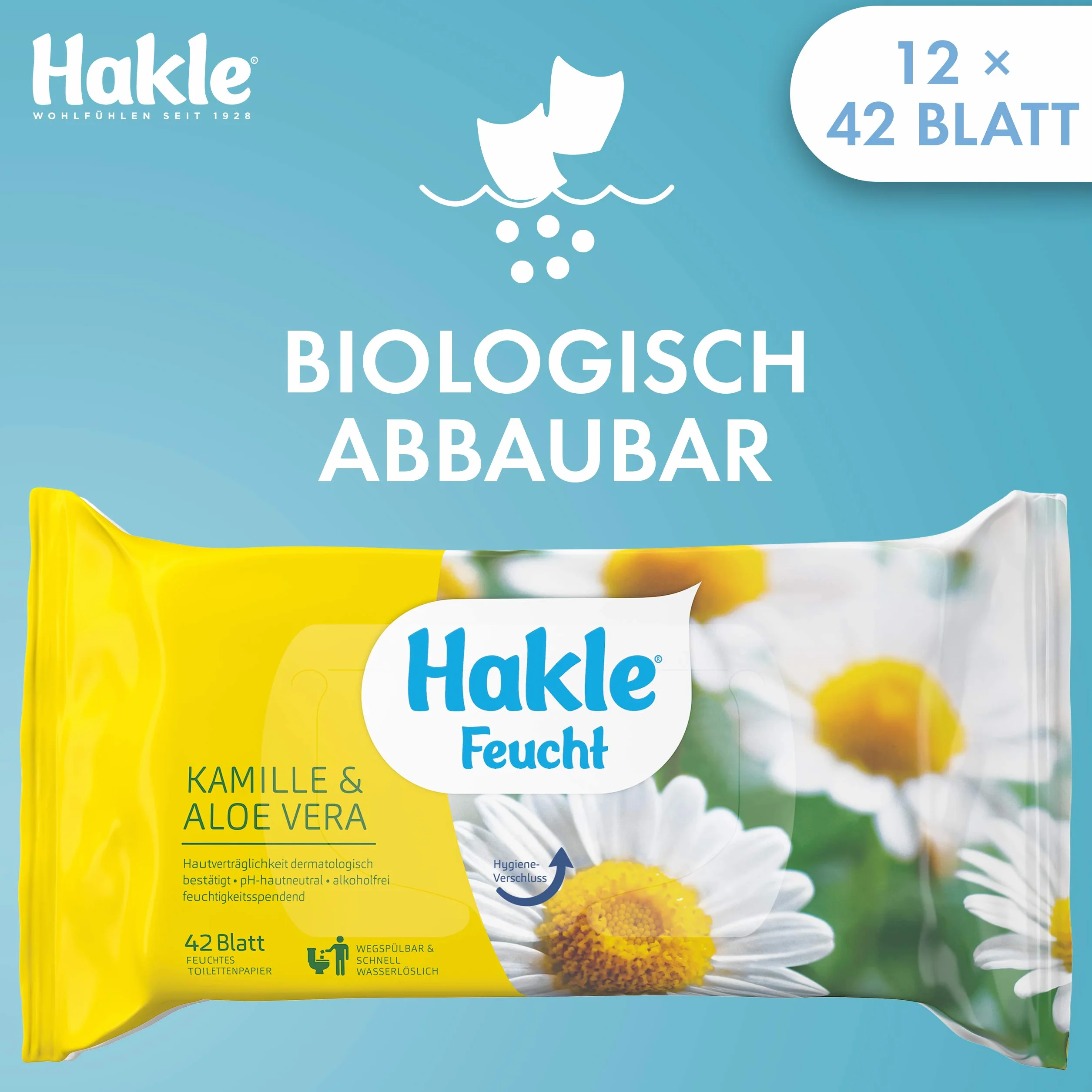 Hakle - Wilgotny rumianek i aloes, 12 opakowań