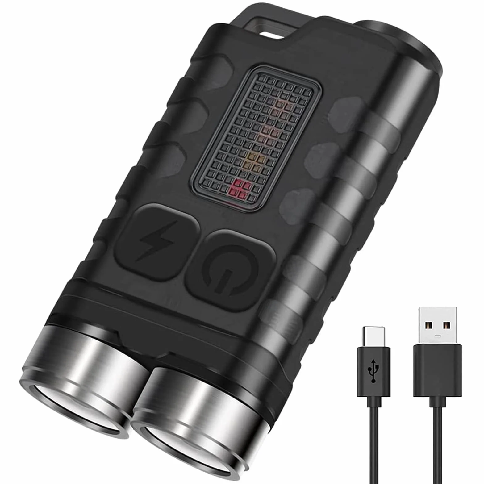 BORUIT V3 Mini potężna latarka LED, super jasna 900 lm, z czerwonym i niebieskim światłem UV, USB-C LED, ładowalna, mała kieszonkowa latarka z brelokiem, wodoodporność IP65, 12 trybów, latarka z