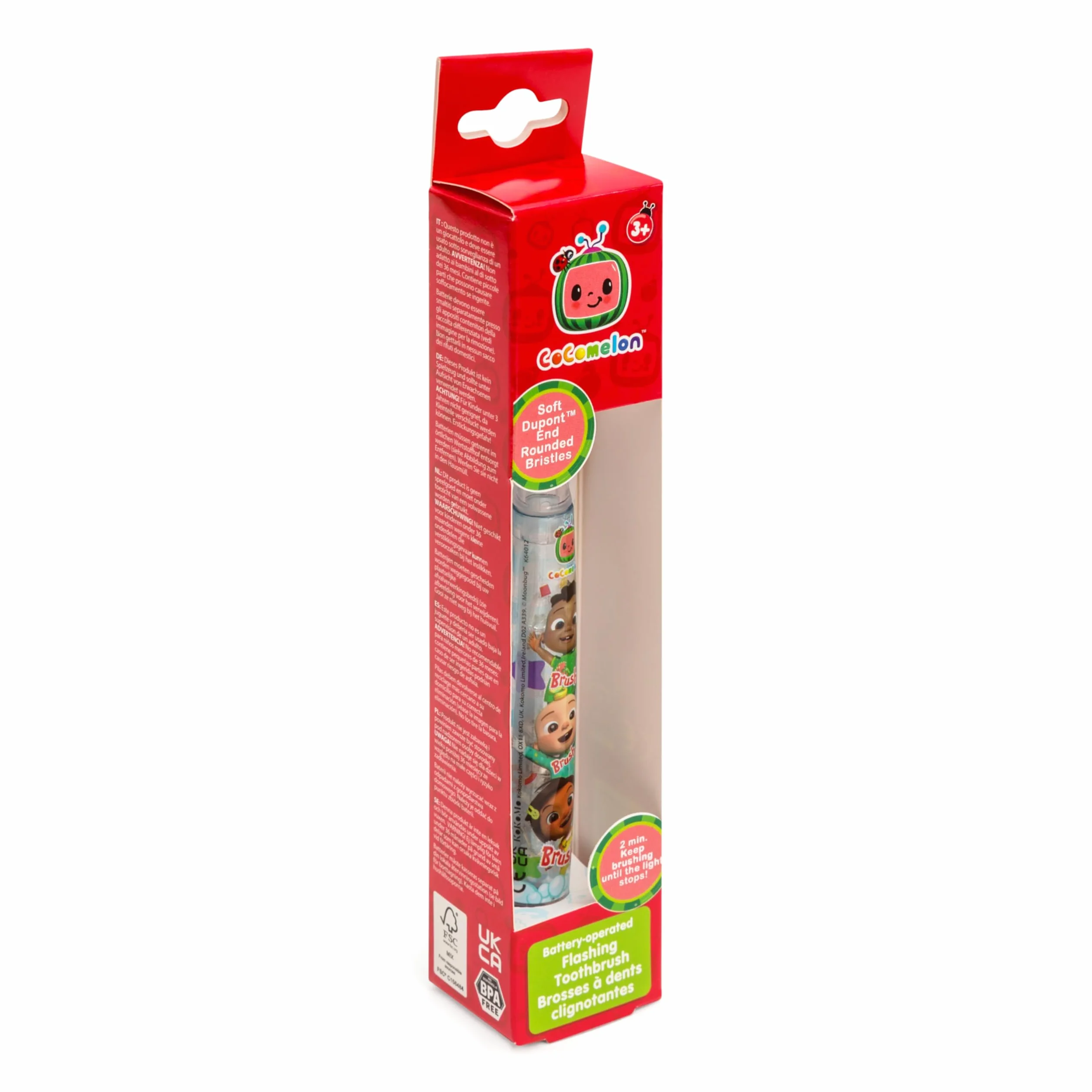 CoComelon Migająca szczoteczka do zębów dla dzieci zasilana baterią - 2-minutowy timer