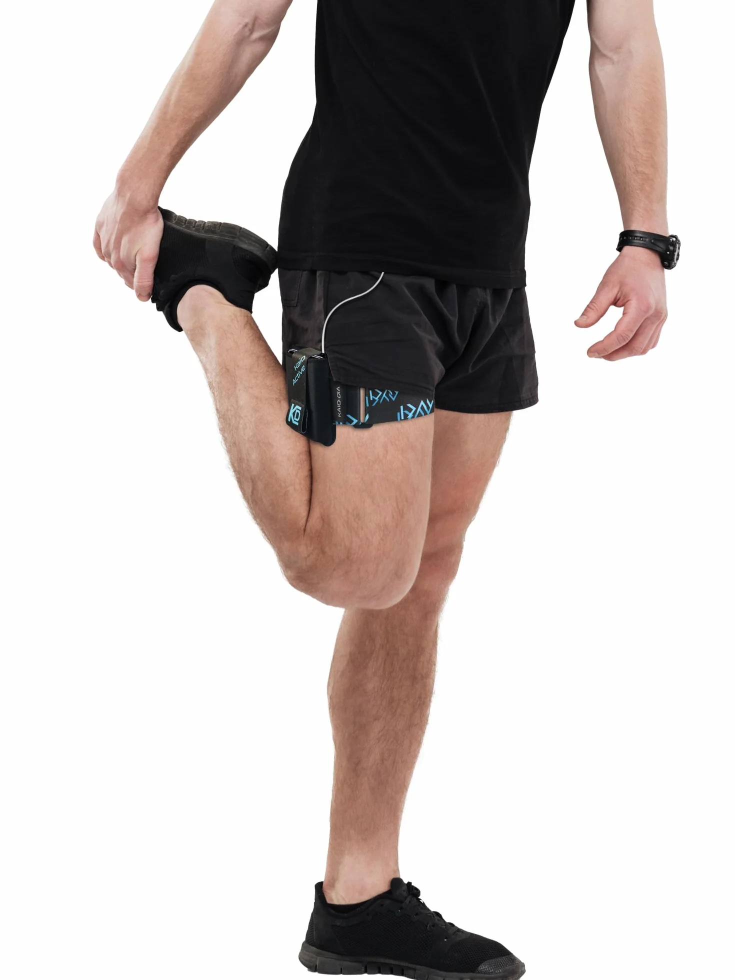 Regulowany pasek na nogi do pompy insulinowej + woreczek - opaska na głowę dla diabetyków sportowych (38-78 cm -14,96-30,71 in)
