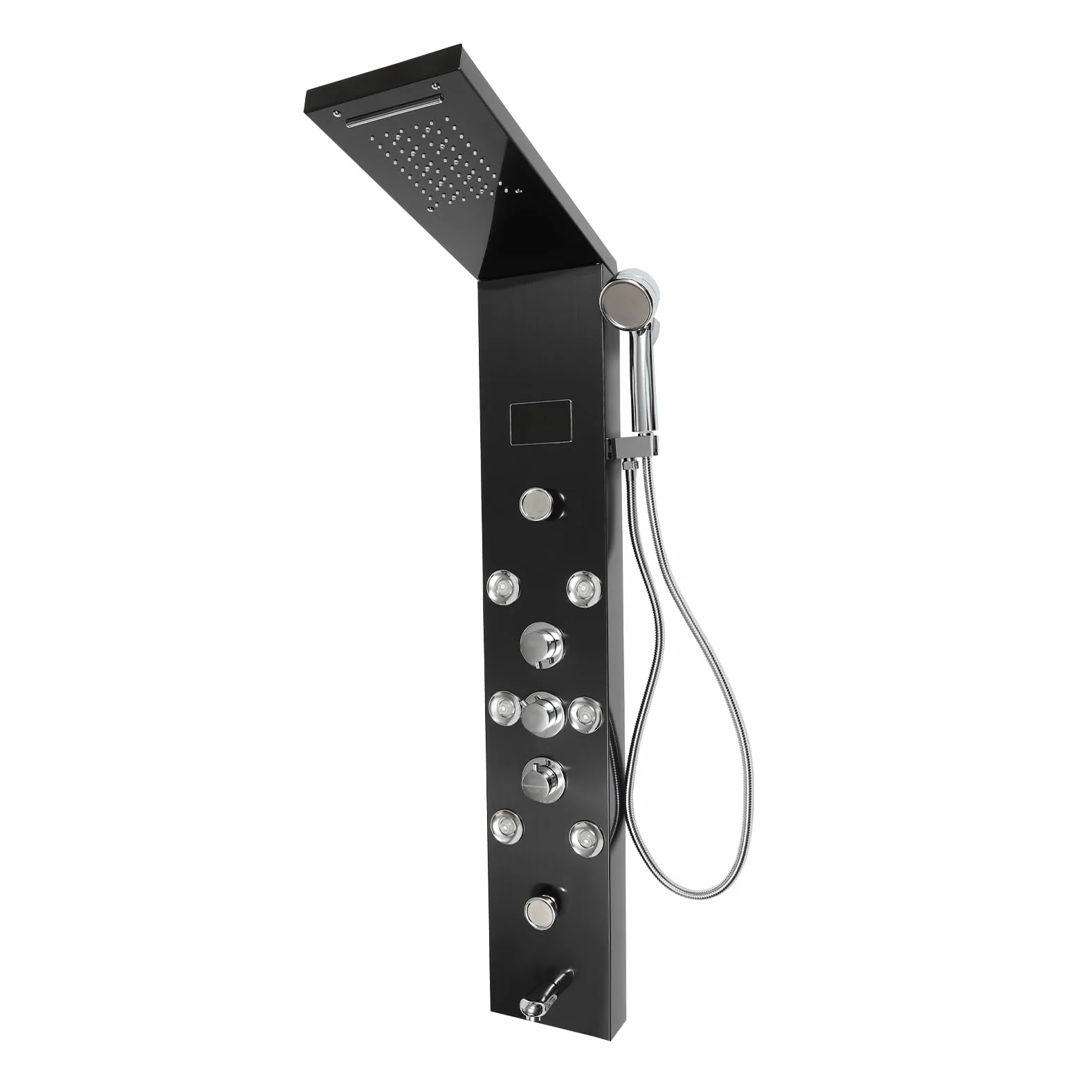 Panel prysznicowy ze stali nierdzewnej LED, czarna kolumna prysznicowa, armatura prysznicowa, deszczownica, słuchawka prysznicowa, zestaw prysznicowy 8 dysz do masażu, do hoteli, domów, centrów