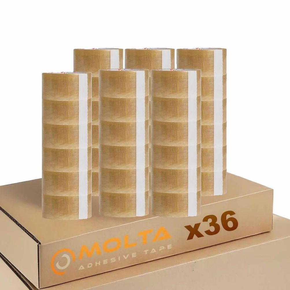Molta SOLVENTA PLUS przezroczysta taśma do pakowania 48 mm x 55 m | taśma kartonowa | taśma do pakowania paczek i kartonów – 36 rolek | naturalna drapak