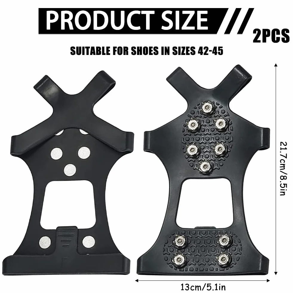Raki Ice Cleats Ice Snow Grips do butów i butów, 2 szt., trakcja lodowa, buty z 10 stalowymi ćwiekami, antypoślizgowe, do wędrówek na świeżym powietrzu, spacerów