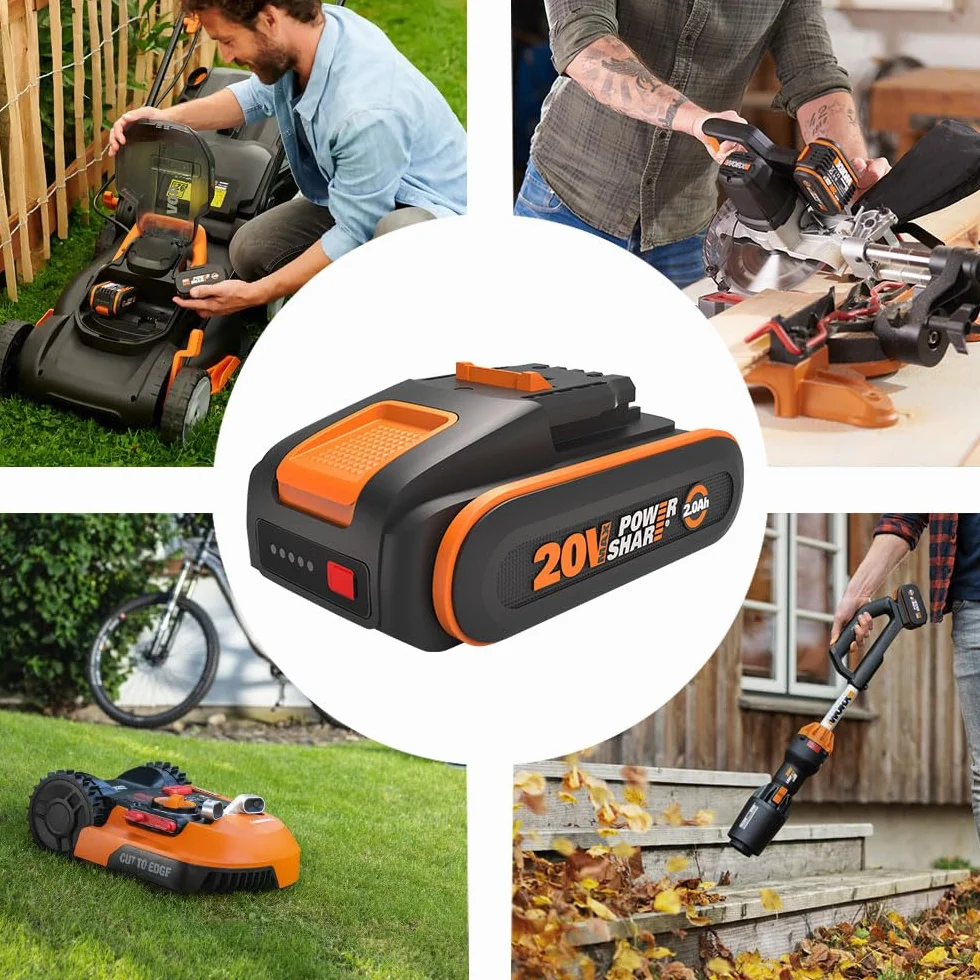 WORX WA3639 PowerShare 20 V 2,0 Ah akumulator litowo-jonowy ze wskaźnikiem ładowania i ochroną przed przeładowaniem