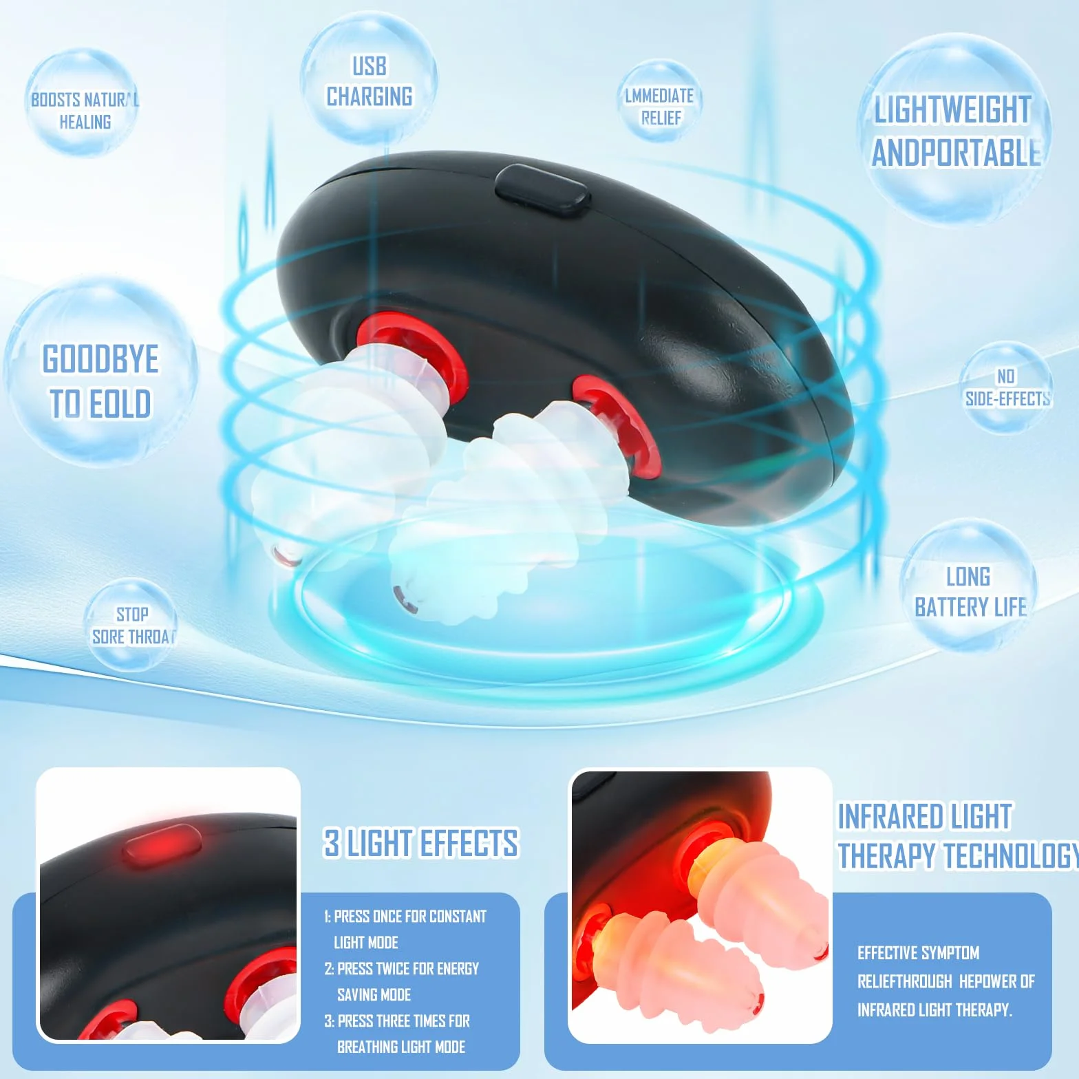 Respirelief urządzenie do terapii nosowej czerwonym światłem, fizjoterapeutyczne urządzenie do uspokajania nosa, Respirelief Red Light Therapy, Respirelief urządzenie do terapii nosowej czerwonym