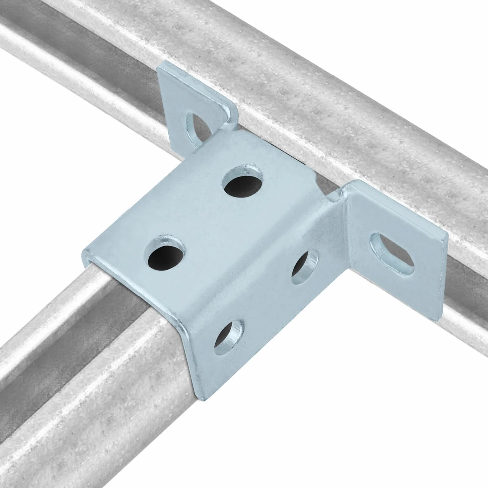 8-otworowy wspornik łączący w kształcie skrzydła 90 stopni, do 3-kanałowego przekroju poprzecznego, grubość 4,7 mm, pasuje do śruby 1,5 cm x 5,5 cm, stalowy, galwanizowany elektrolitycznie (4 sztuki)