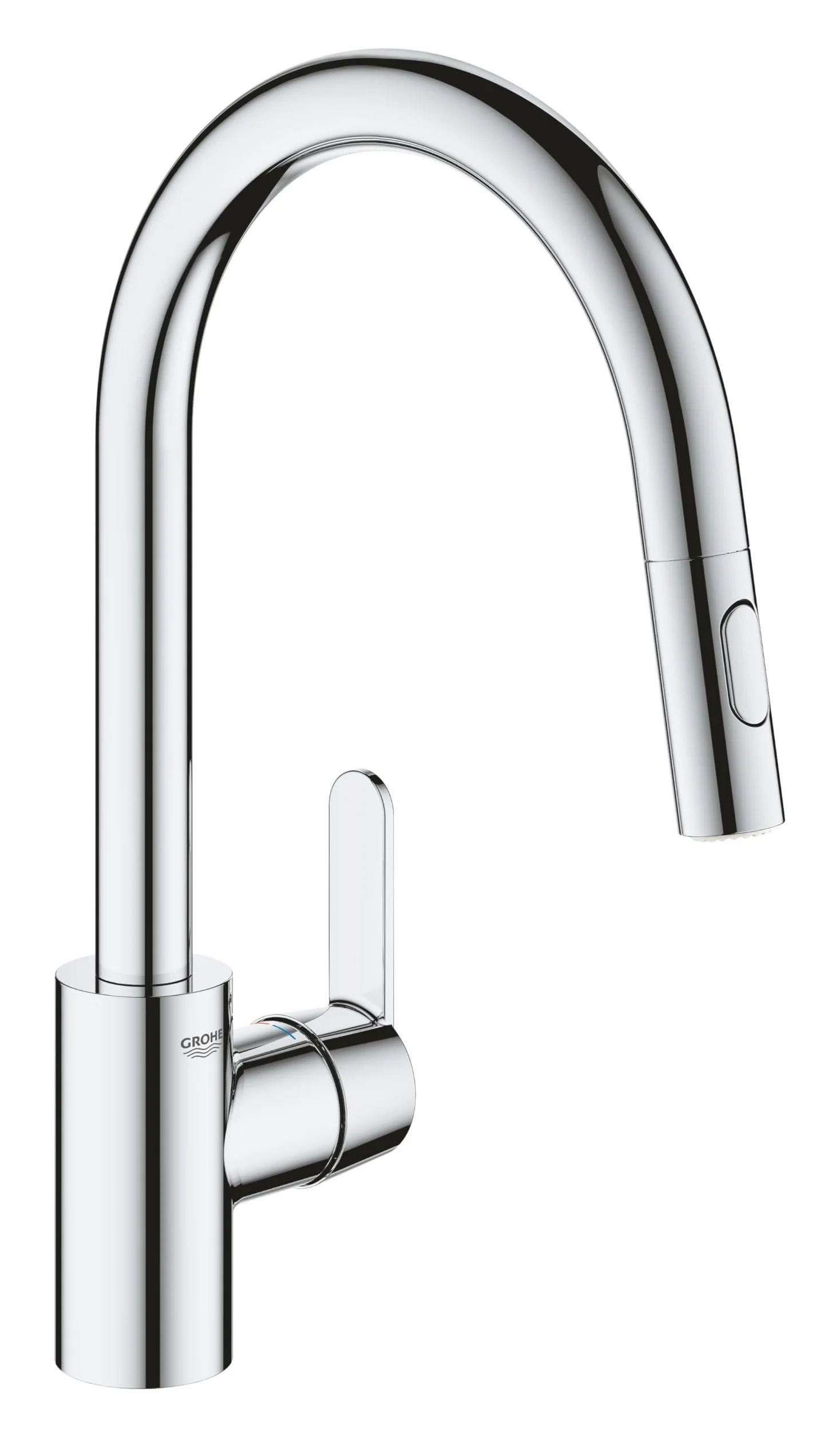 GROHE Get 31484001 armatura kuchenna, 2 rodzaje strumienia (kran kuchenny z wyciąganą słuchawką, obracany o 360°, oszczędność wody dzięki zmiennemu ograniczeniu ilości, łatwy montaż w zlewozmywaku
